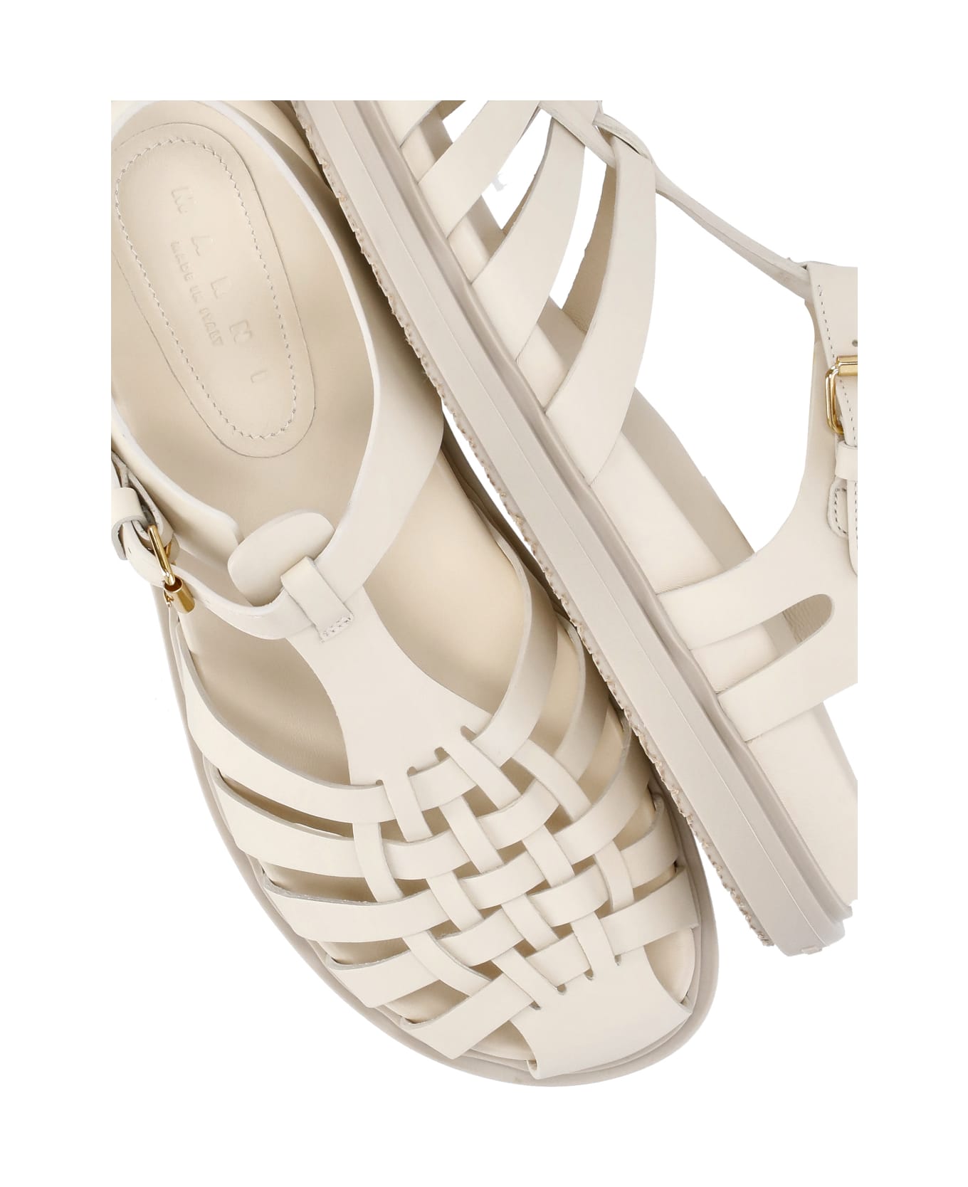 Marni Leather Gladiator Sandals - Beige