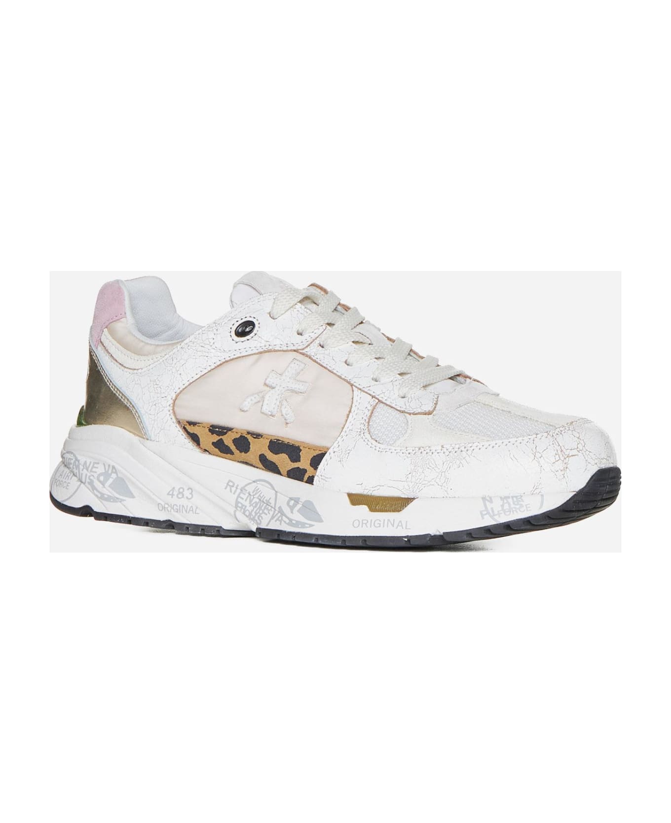 Premiata Mased Leather, Suede And Nylon Sneakers - Offwhite スニーカー