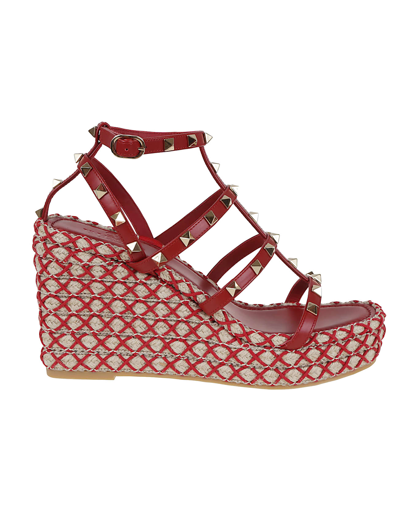 Valentino Garavani Wedge Espadrillas Rockstud Torchon T. 25/95 - Djb Classic Red Classic Red Naturale