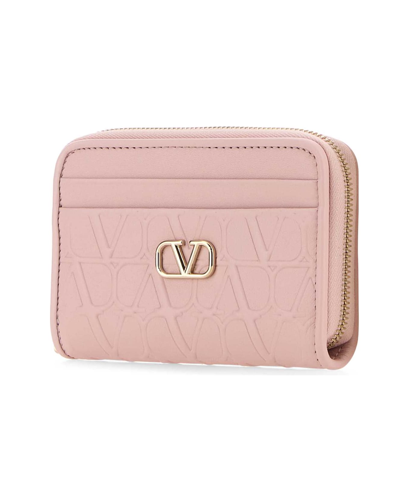 Valentino Garavani Pastel Pink Leather Wallet - ROSEQUARTZ