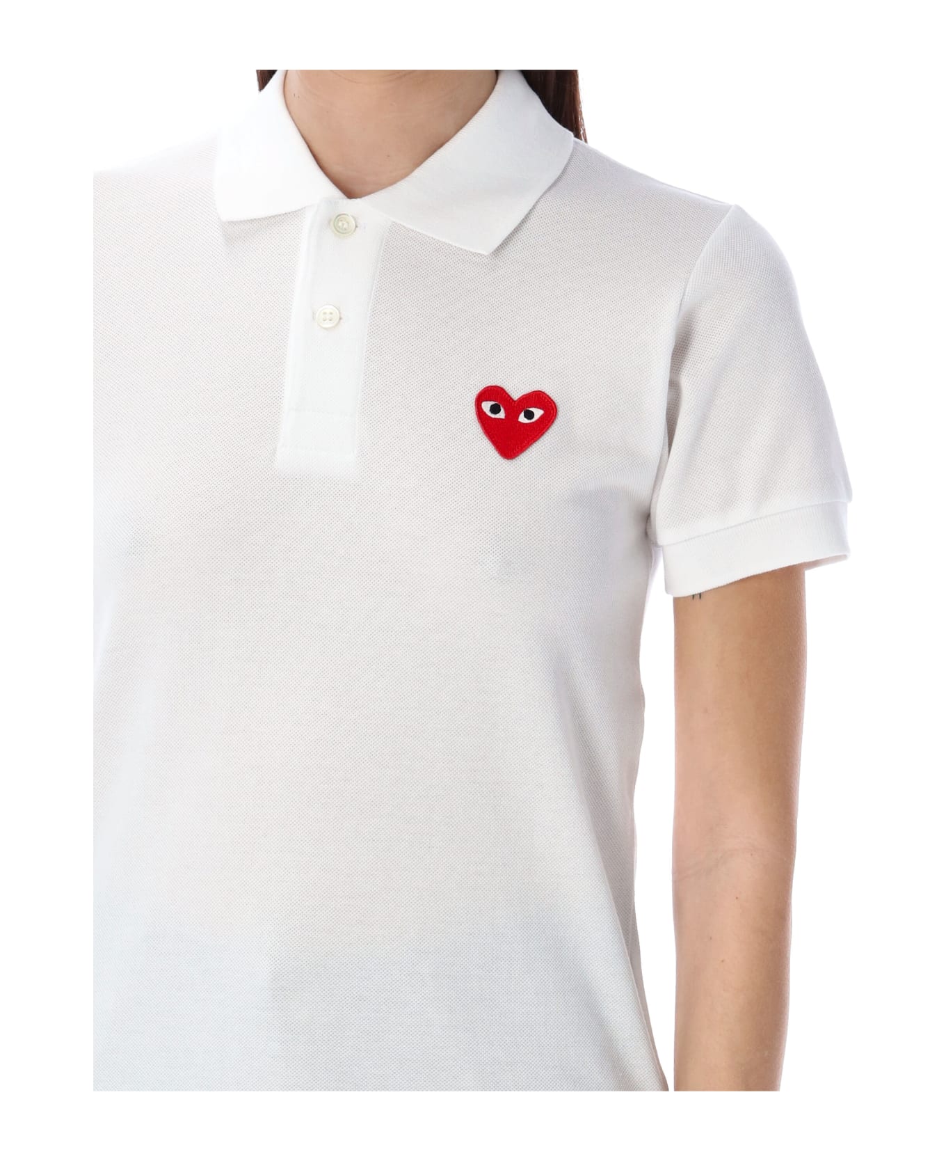 Comme des Garçons Play Red Heart Polo Shirt - WHITE