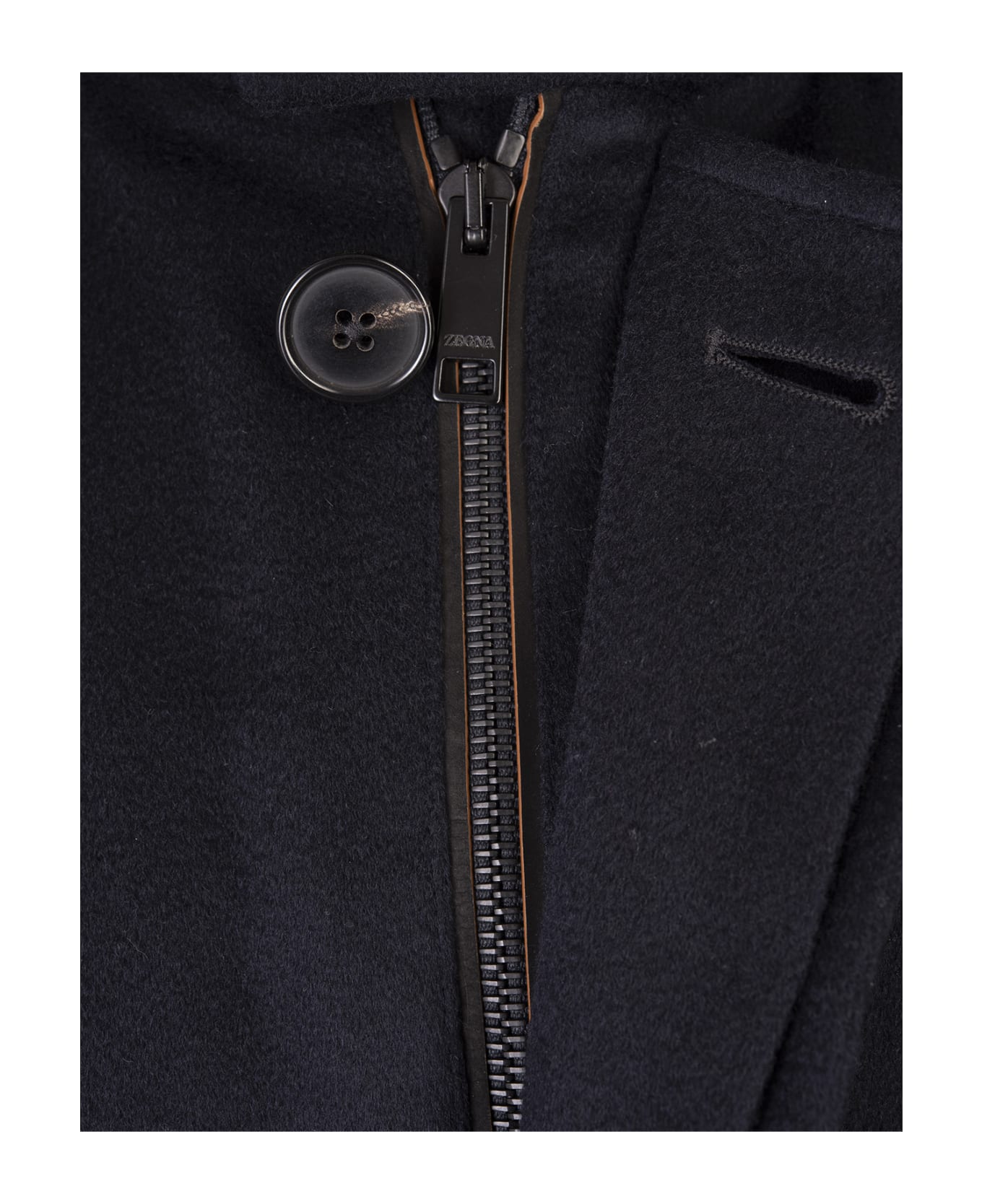 Zegna Navy Blue Cima Overjacket In Oasis Cashmere Elements - Black