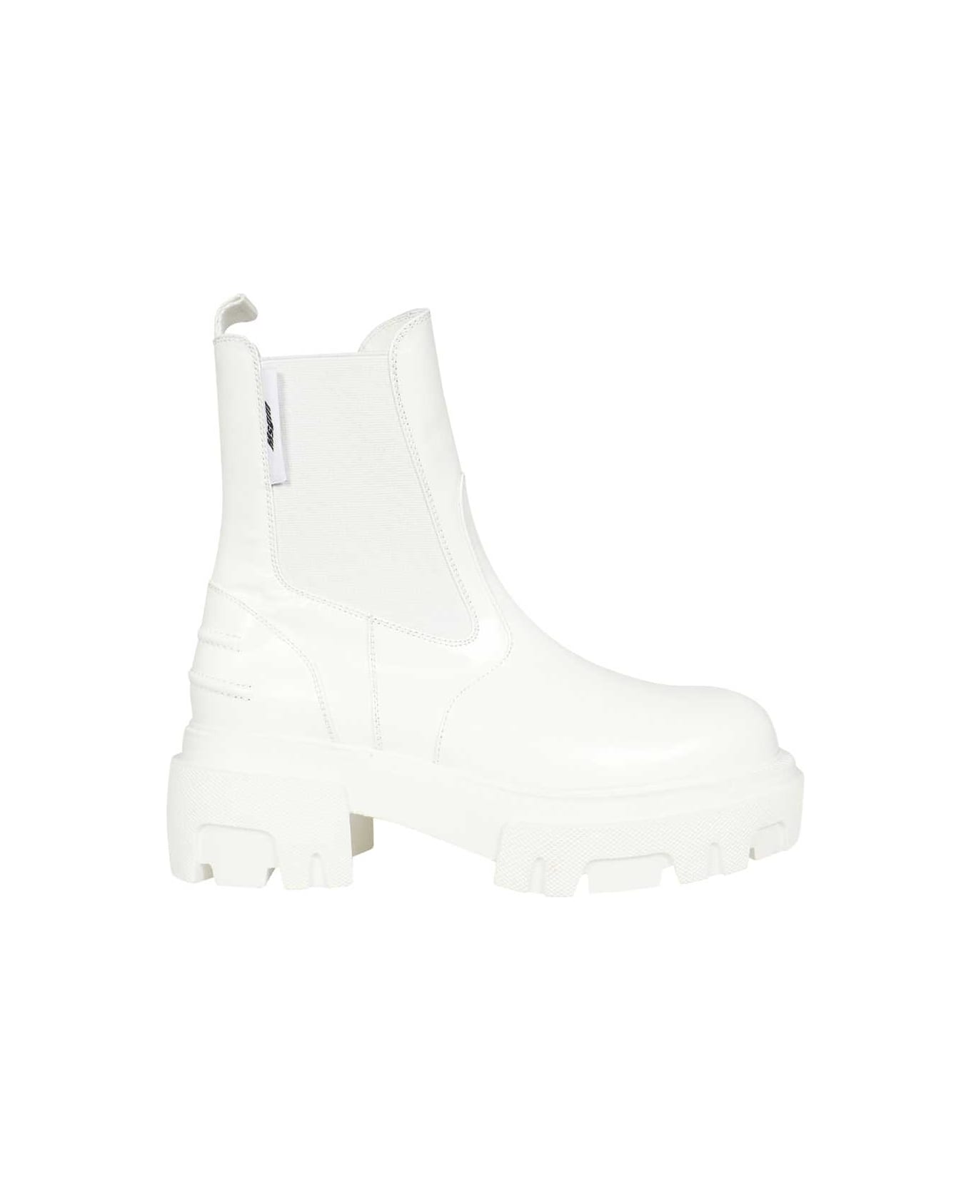 MSGM Leather Ankle Boots - White