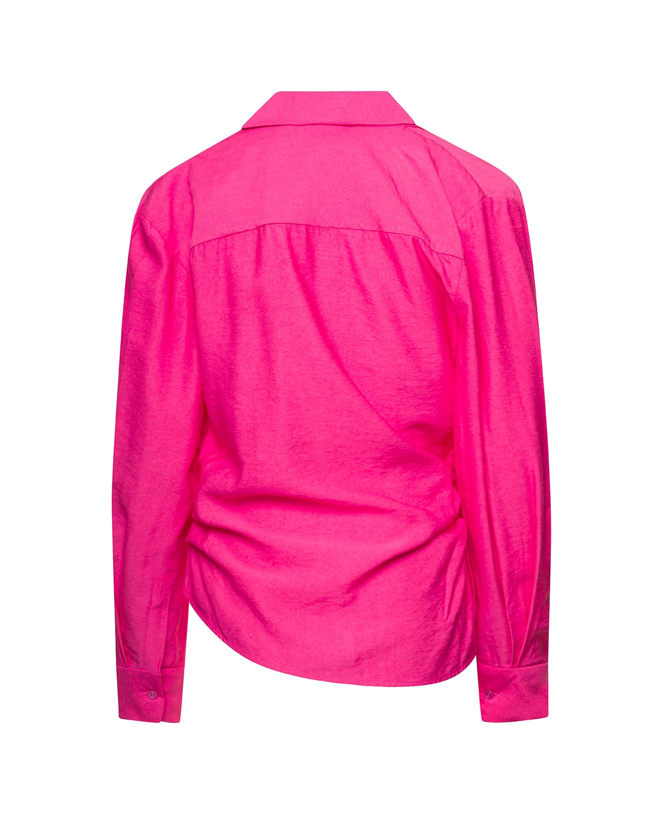 Jacquemus 'la Chemise Bahia' Fuchsia Draped Shirt In Viscose Woman - Fuxia