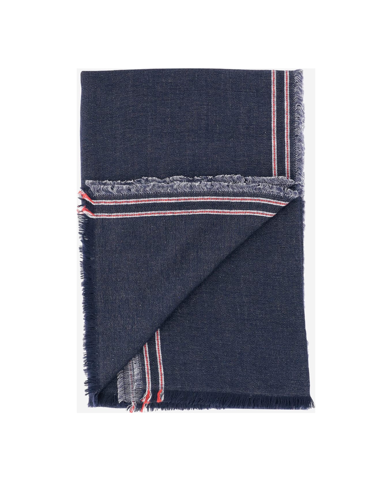 Faliero Sarti Cashmere And Silk Blend Denim Scarf
