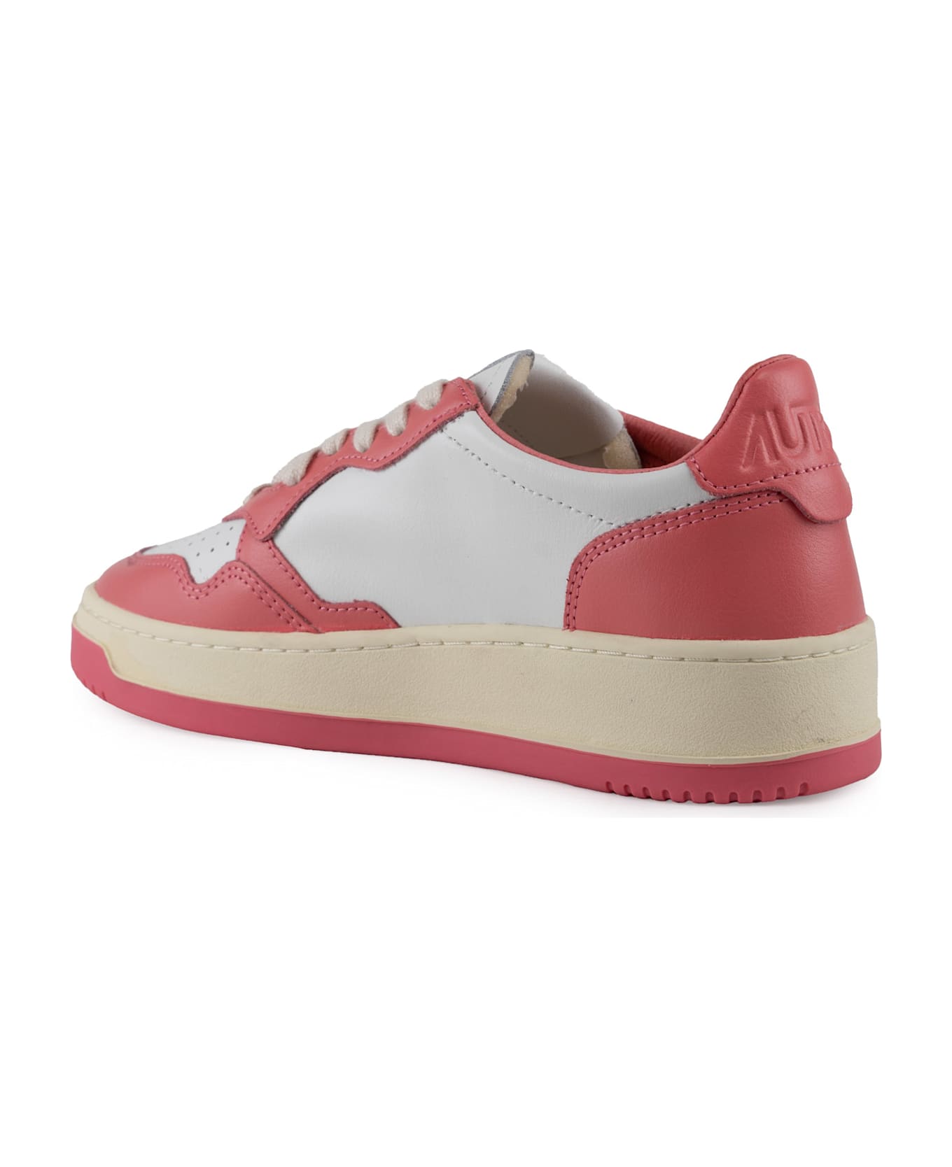 Autry Medalist Low Sneakers In Two-tone Leather - WHITE/PINK