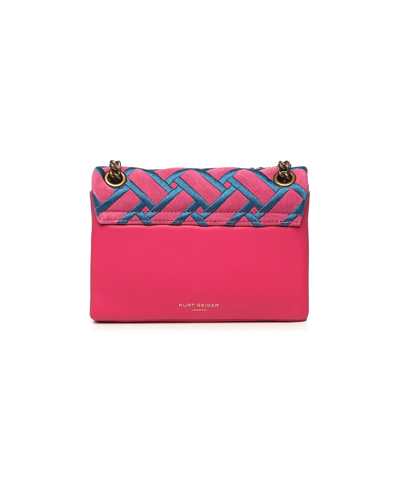 Kurt Geiger Kensington Leather And Suede Bag - PINK/light blue