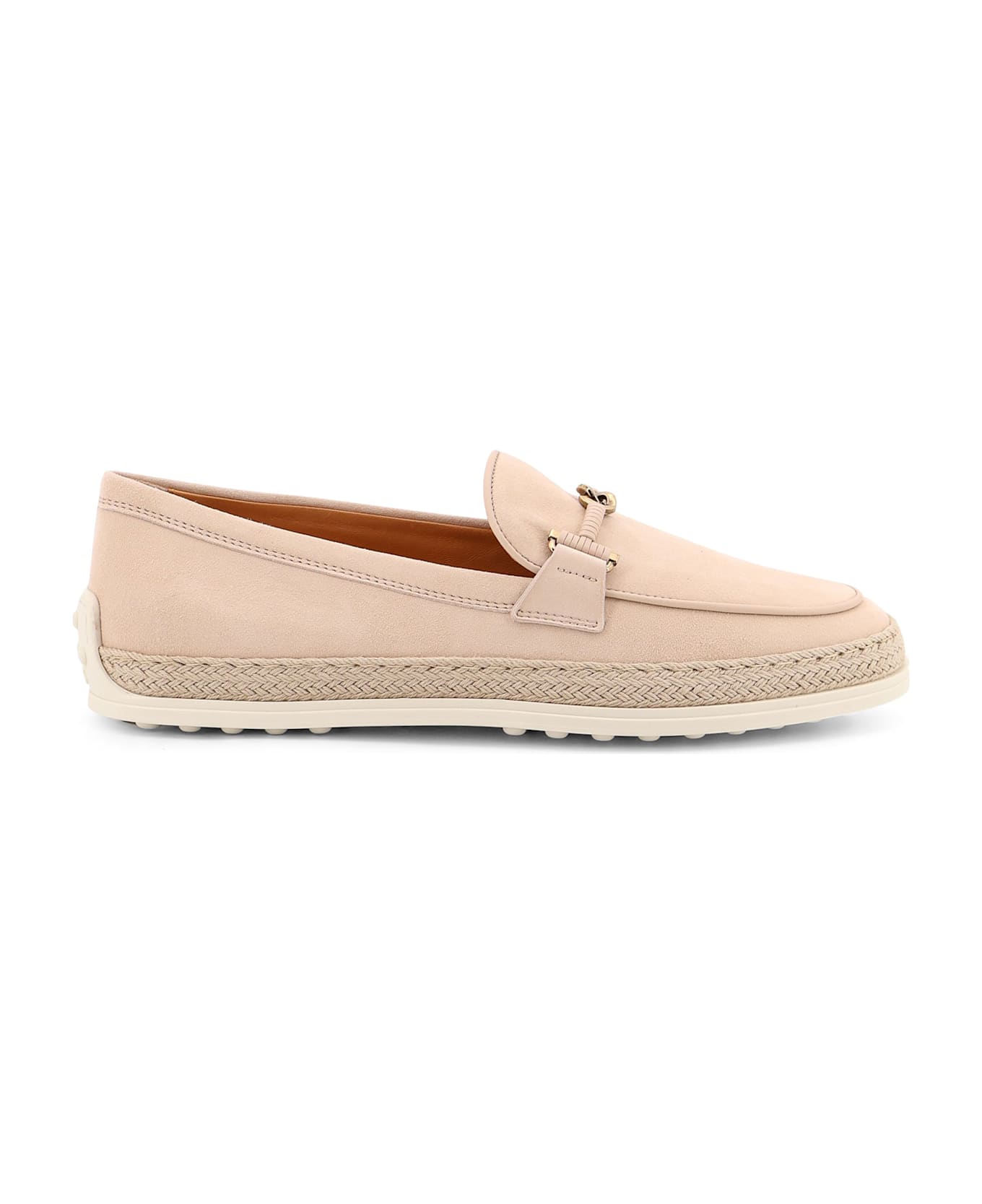 Tod's Suede Loafer With Metal Detail - Beige