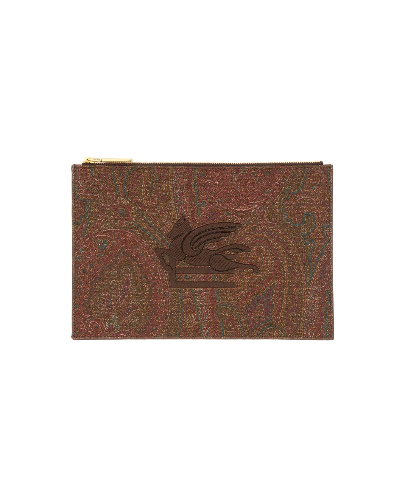 Etro Paisley Jacquard Medium Pouch - BROWN