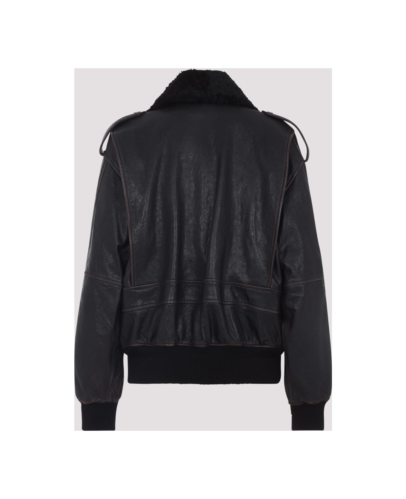 Saint Laurent Lamb Leather Jacket - Reglisse Auburn Noir