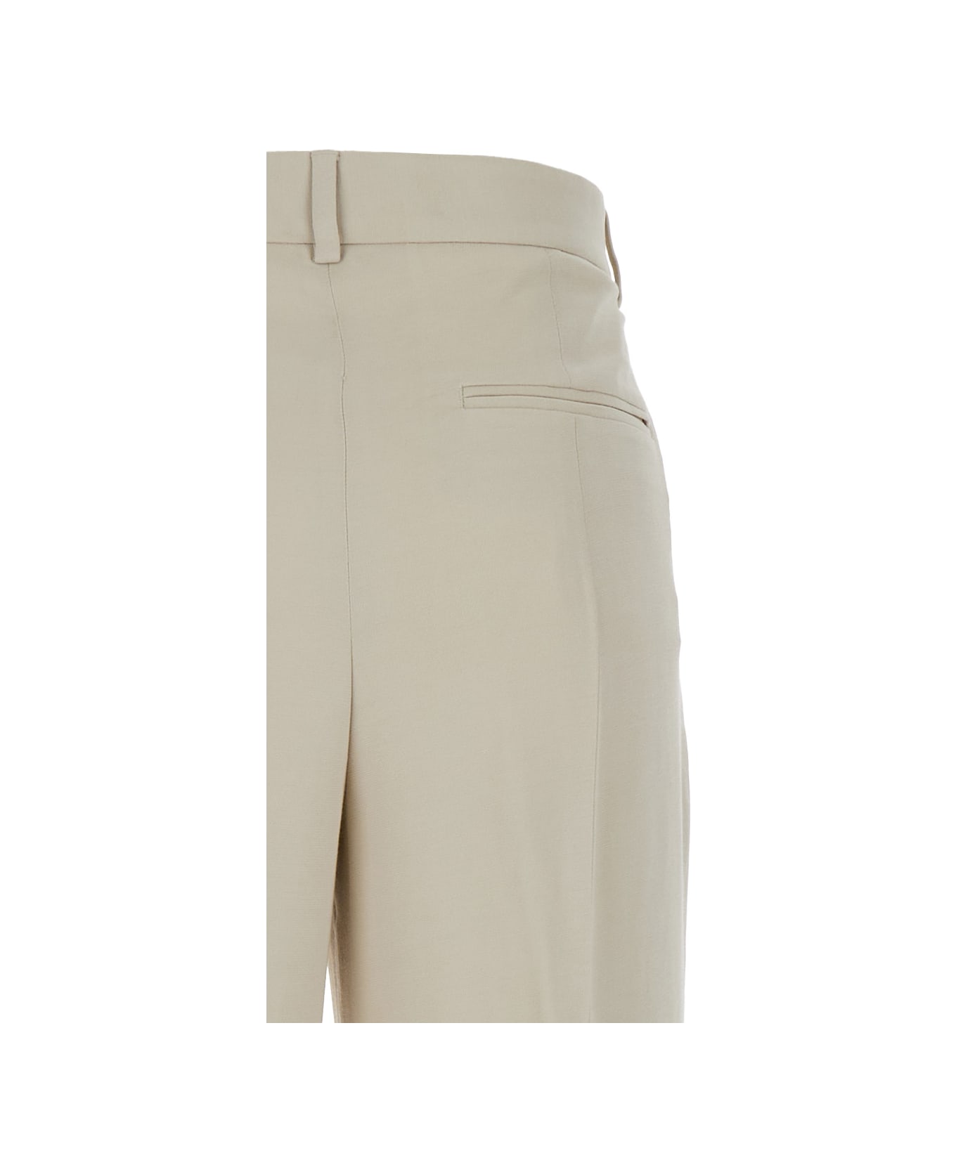 Totême Beige Relaxes Tailored Trousers In Wool Blend Woman - Beige