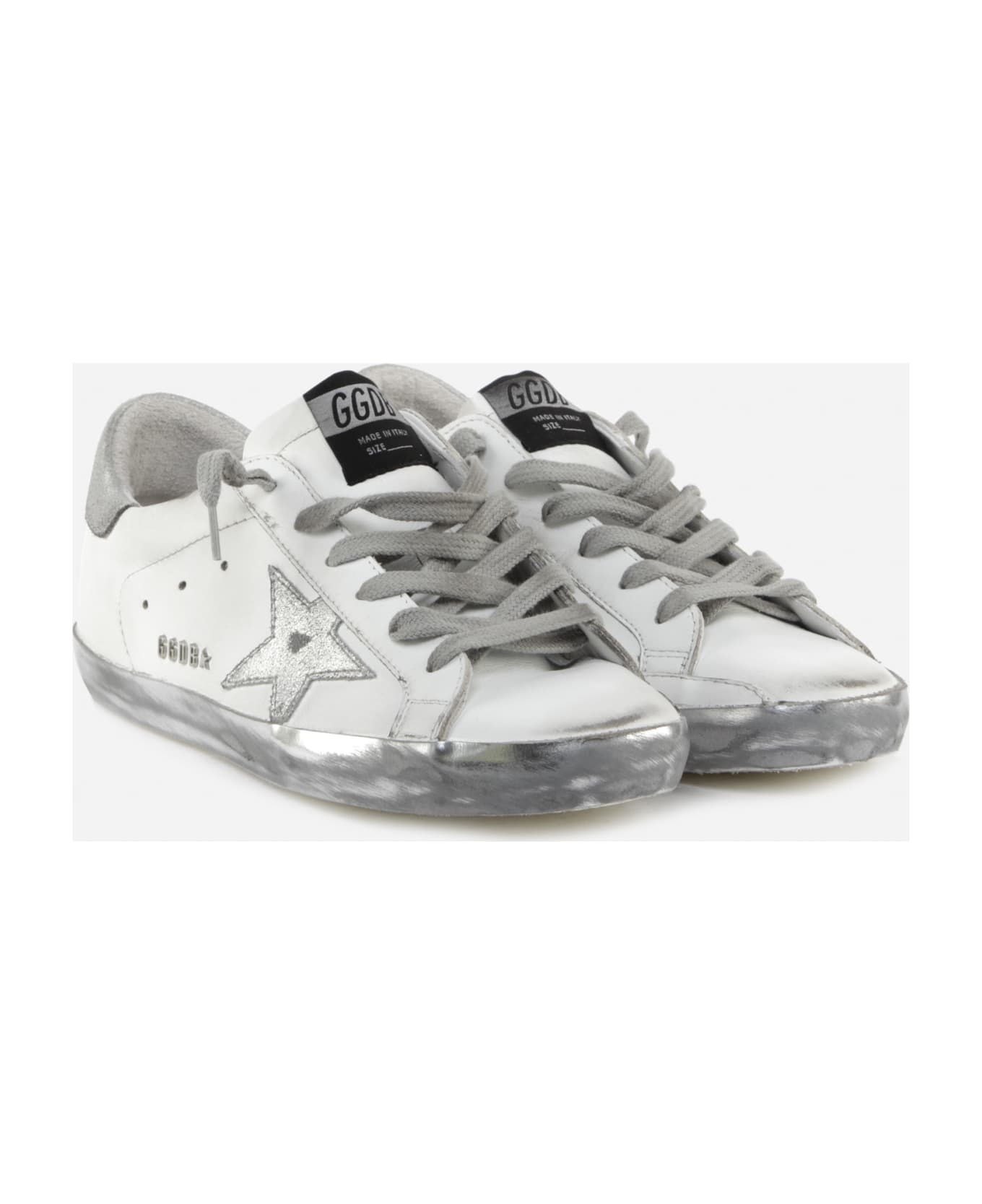 Golden Goose Superstar Sneakers With Laminated Leather Details - White