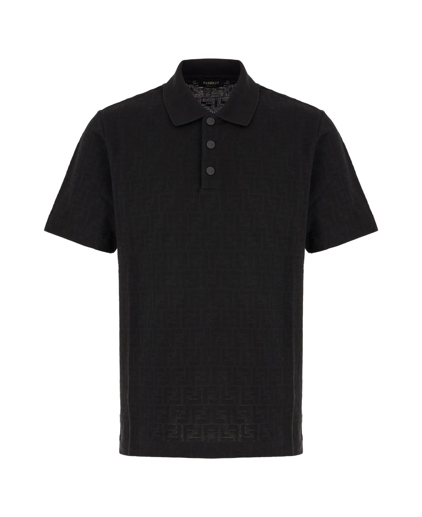 Fendi Black Cotton Polo Shirt - Nero
