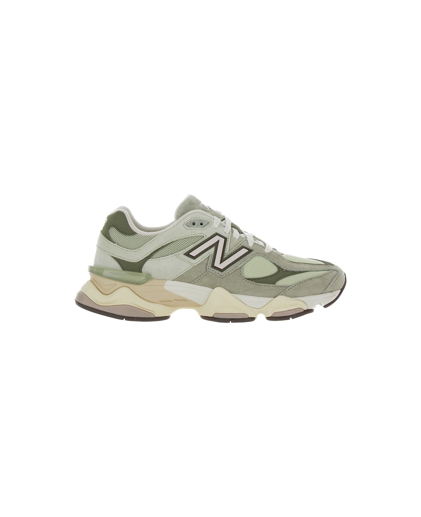 New Balance '9060' Green Sneakers With Logo In Leather Man - Green