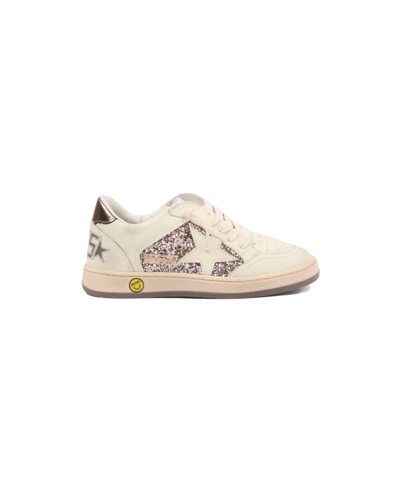 Golden Goose Kids Ball Star Sneakers With Glitter - White