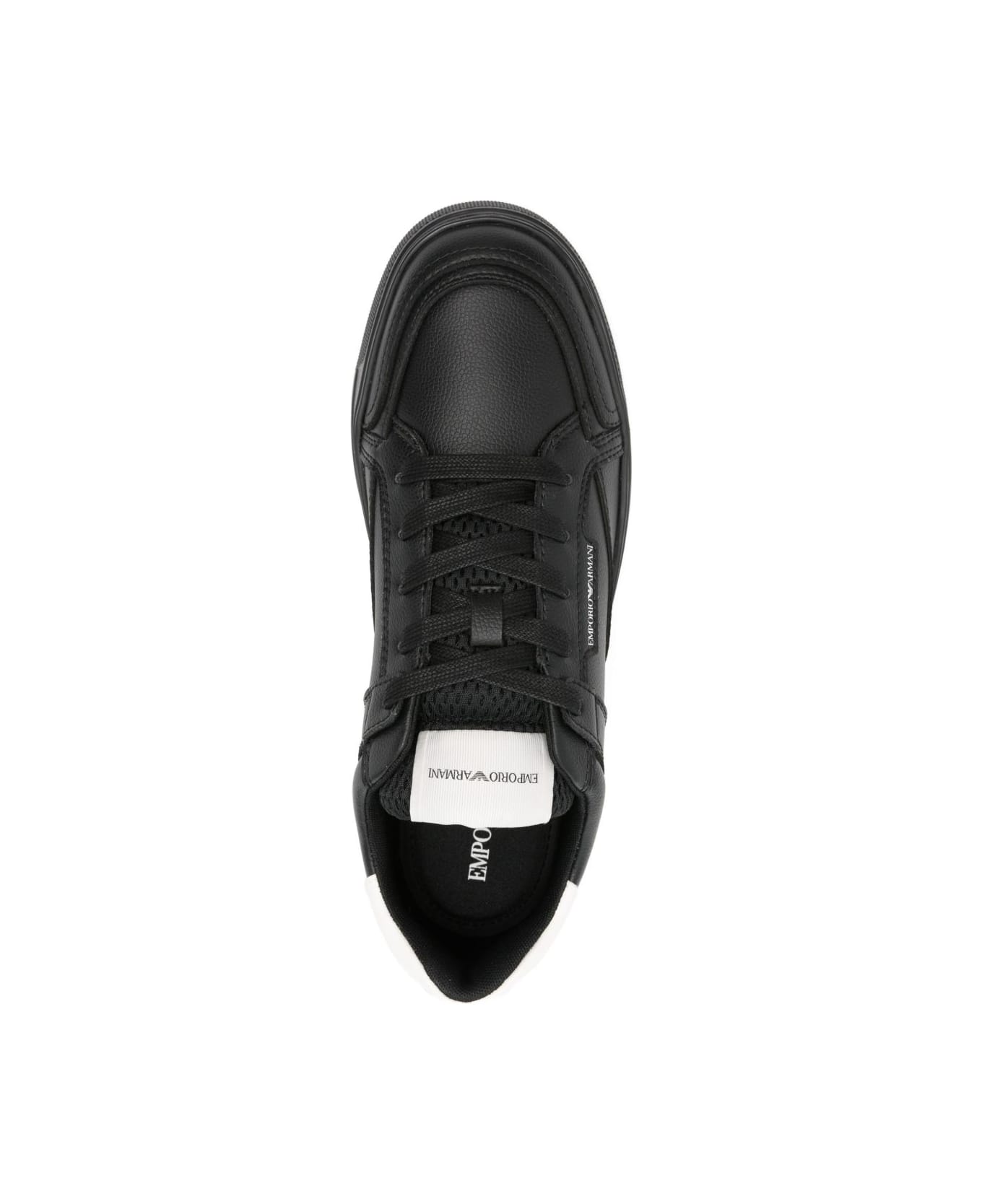 Emporio Armani Logo Leather Sneakers - Black
