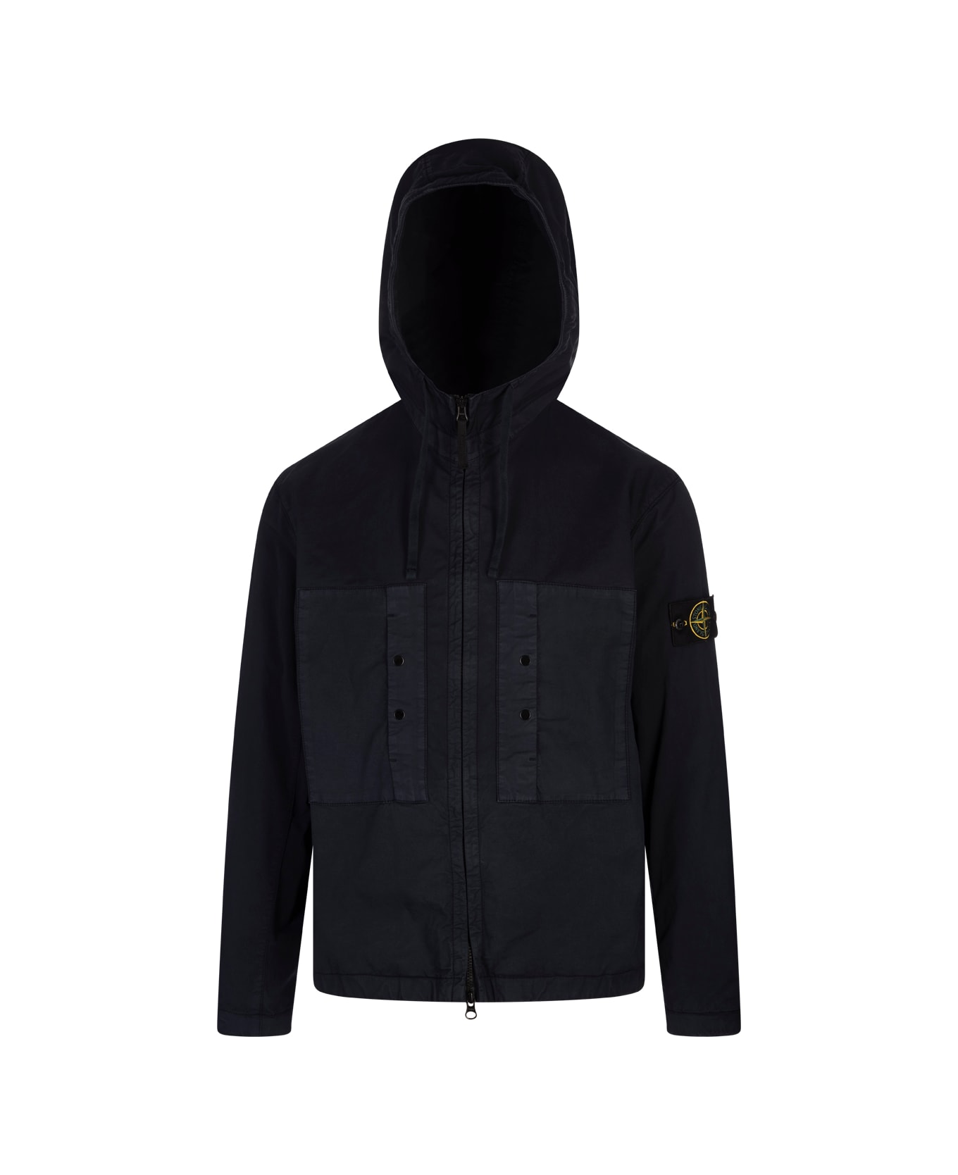 Blue Jacket In Supima® Cotton Twill Stretch-tc - Thumbnail 2