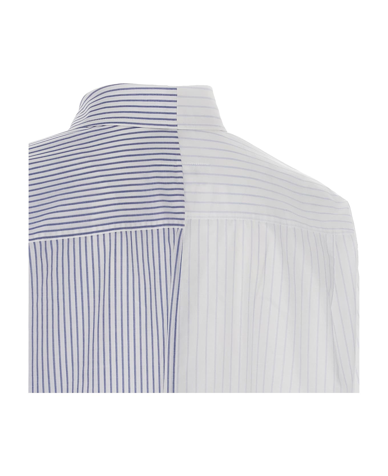 MM6 Maison Margiela Numeric Signature Mm6 Asymmetric Shirt - Stripes White/Beige/Stripes White/Blue