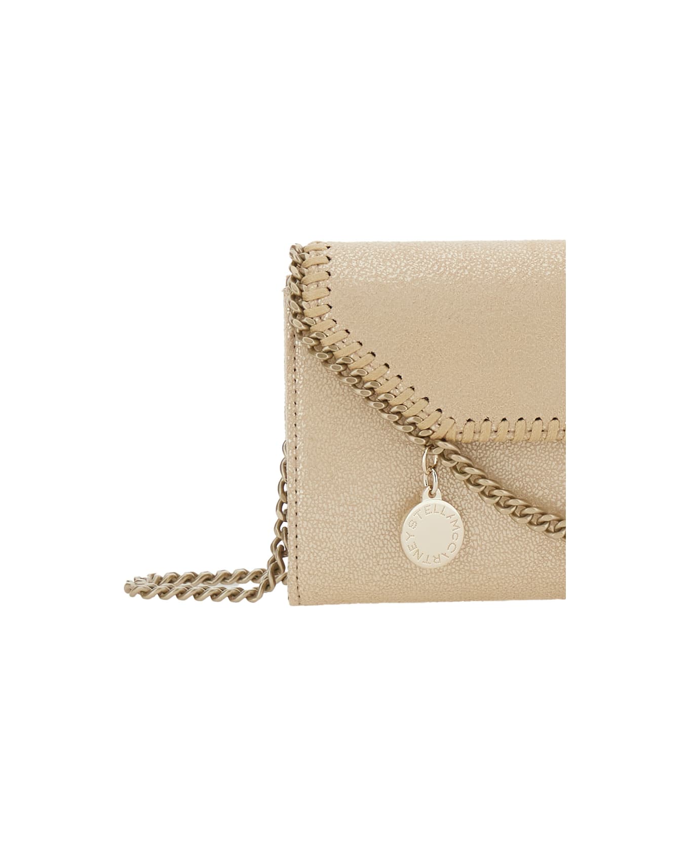 Stella McCartney Falabella Continental Wallet With Chain Eco Shiny Dotted Chamois W/tonal Chain - Airlite - Metallic