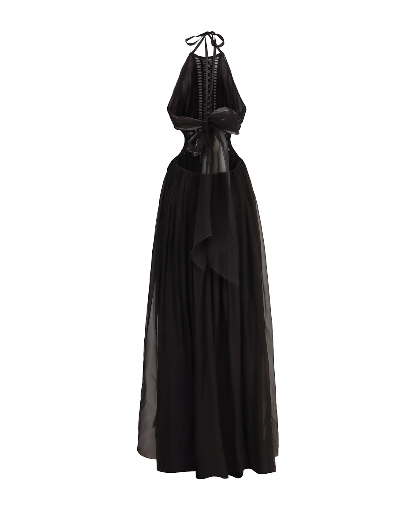 Alberta Ferretti Embroidered Tulle Dress - black