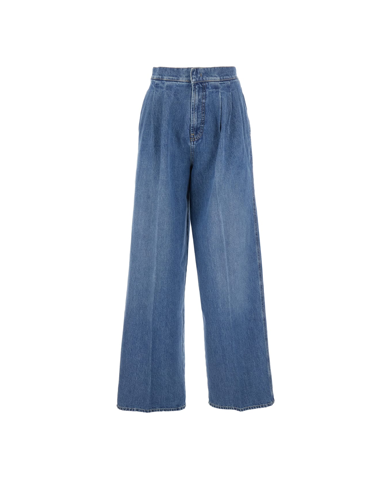 Alberta Ferretti Light Blue Five-pocket Jeans With Front Pleats In Denim Woman - Blu