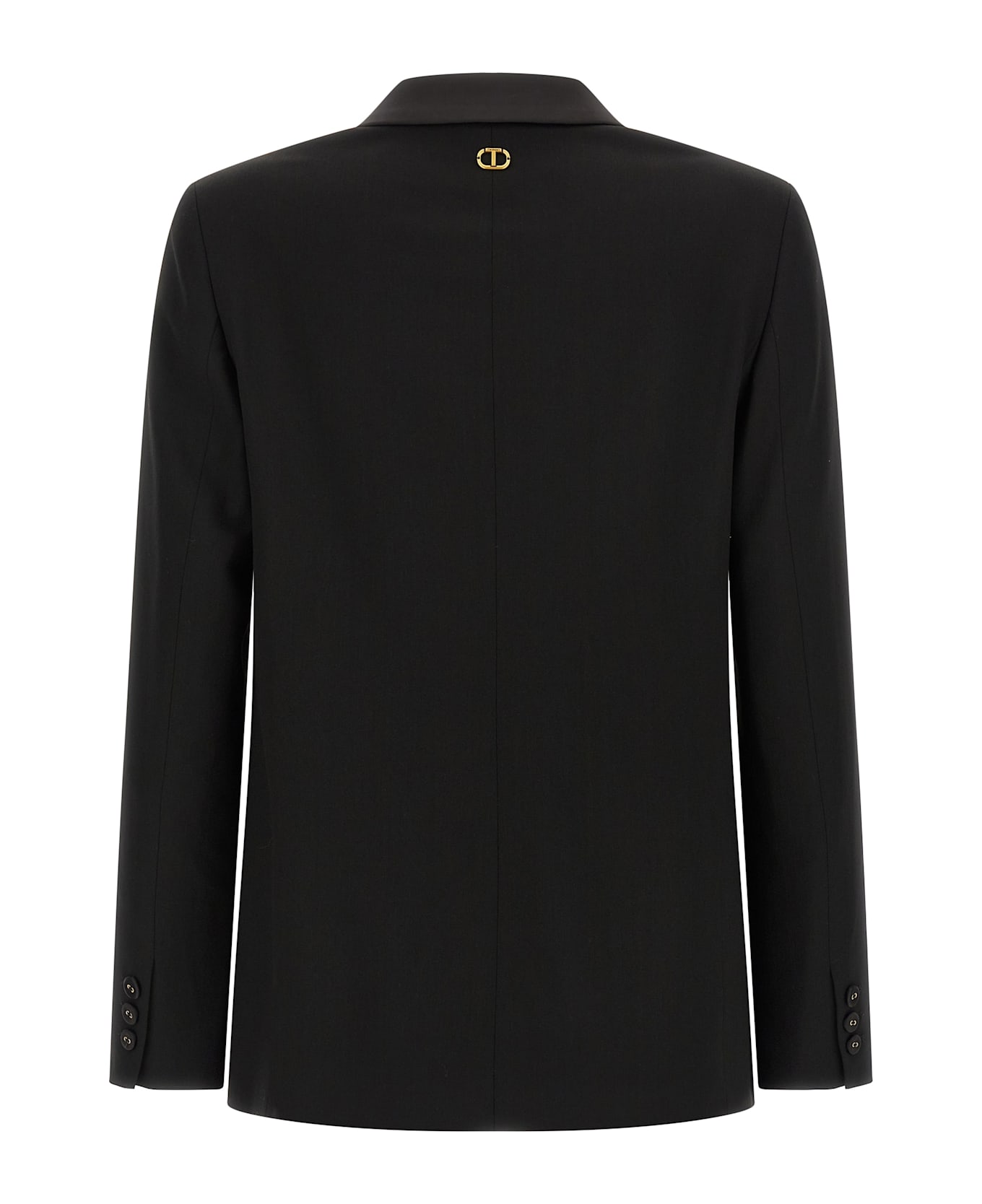 TwinSet Satin Lapel Blazer - Black  