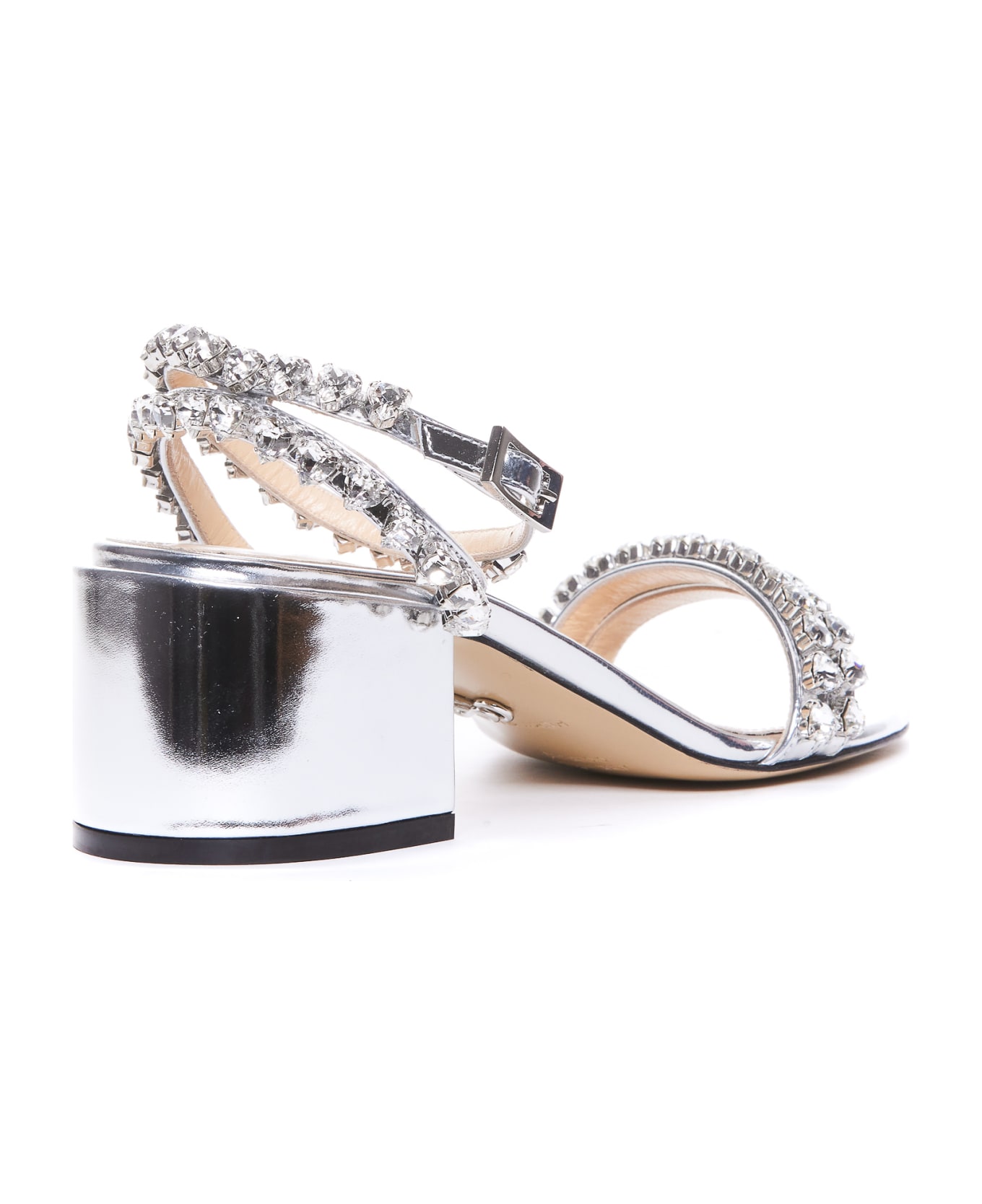 Mach & Mach Audrey Crystal Pump Sandals - Silver