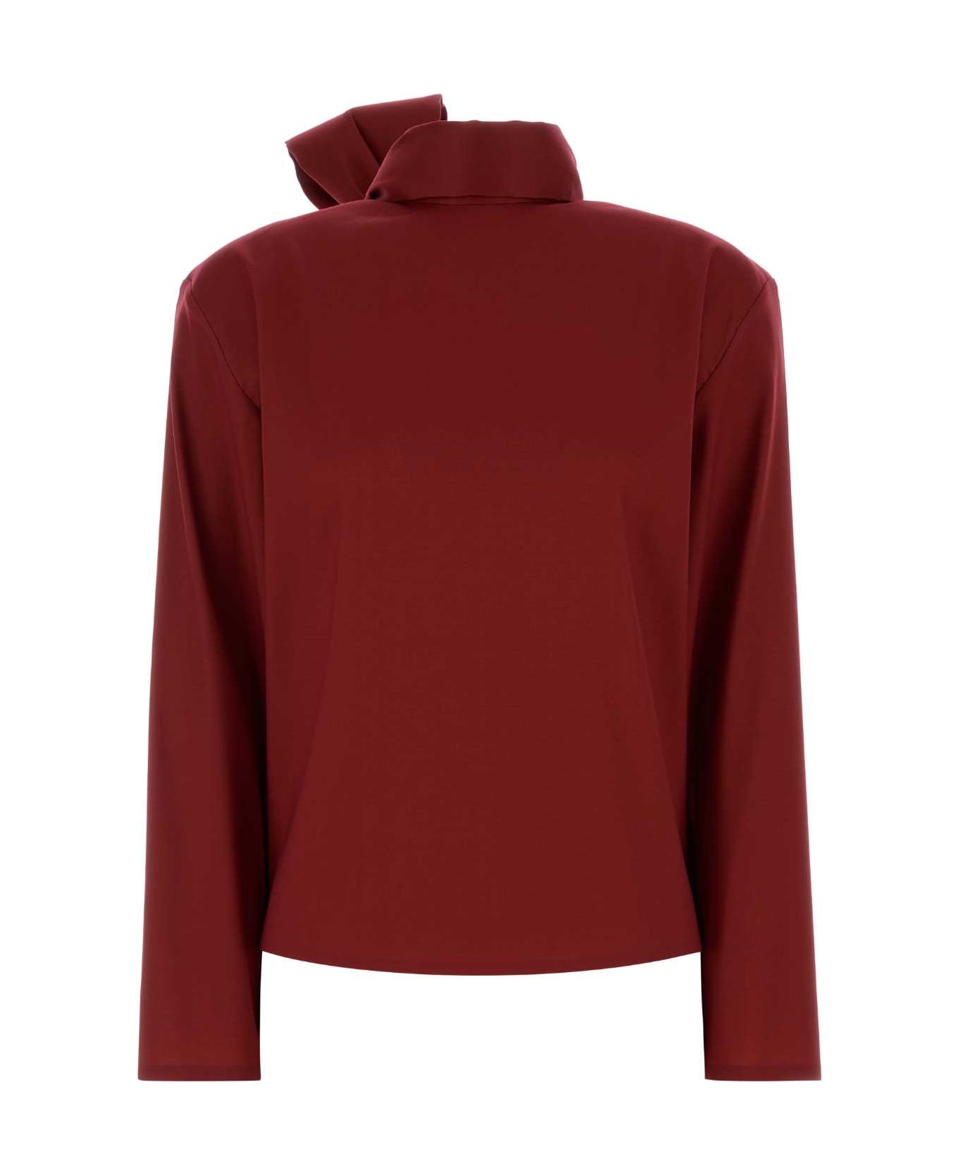 Saint Laurent Red Stretch Silk Blend Blouse - ROUGE