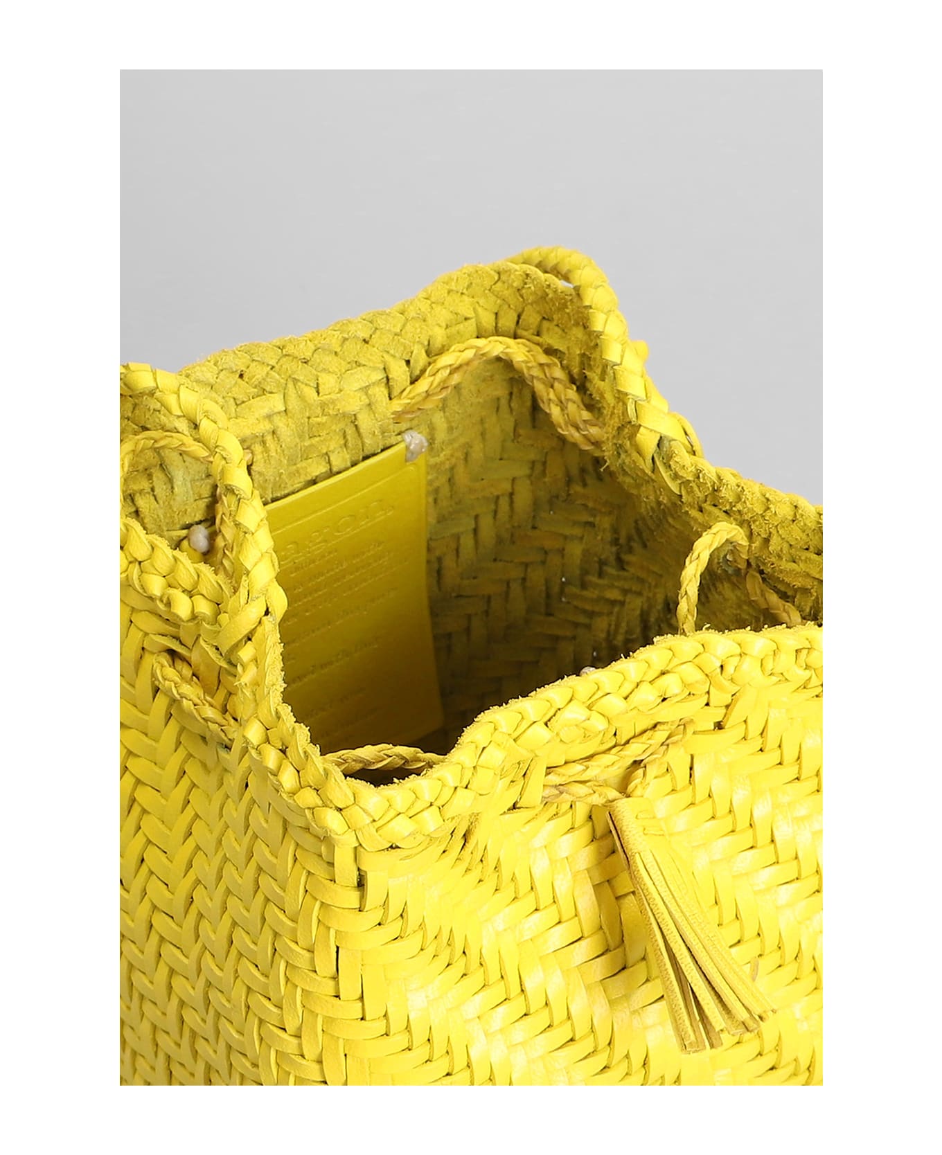 Dragon Diffusion Pompom Double Jump Shoulder Bag In Yellow Leather - yellow