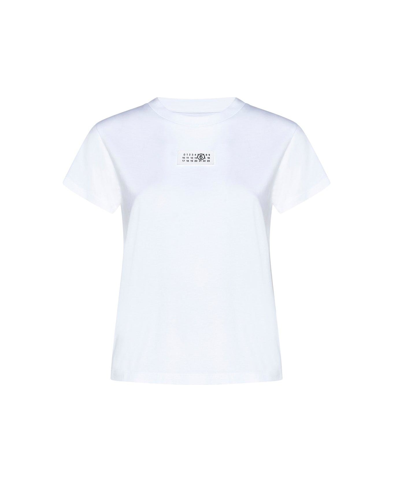 MM6 Maison Margiela Logo Patch Crew Neck T-shirt - White