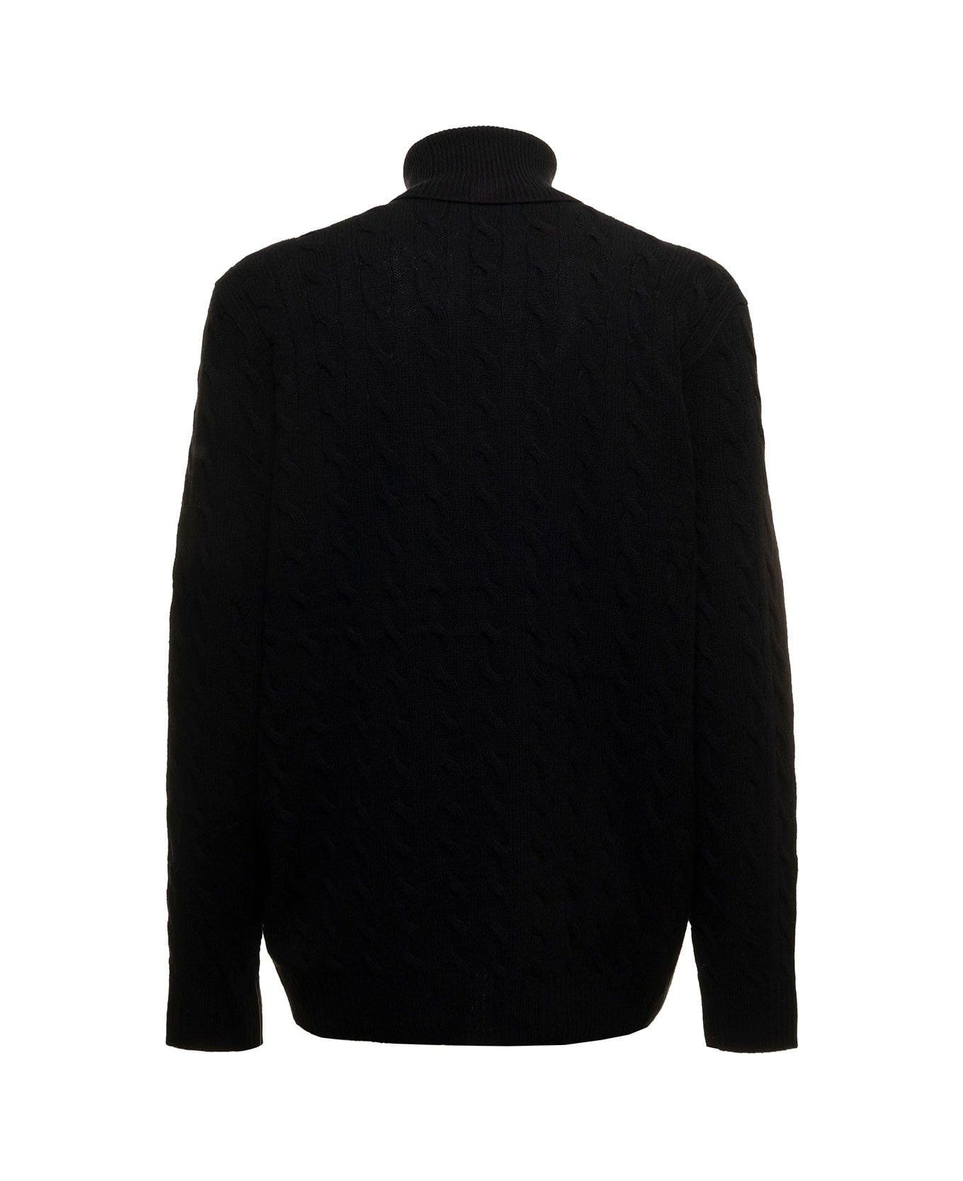 Polo Ralph Lauren Logo Embroidered High Neck Sweater - Black