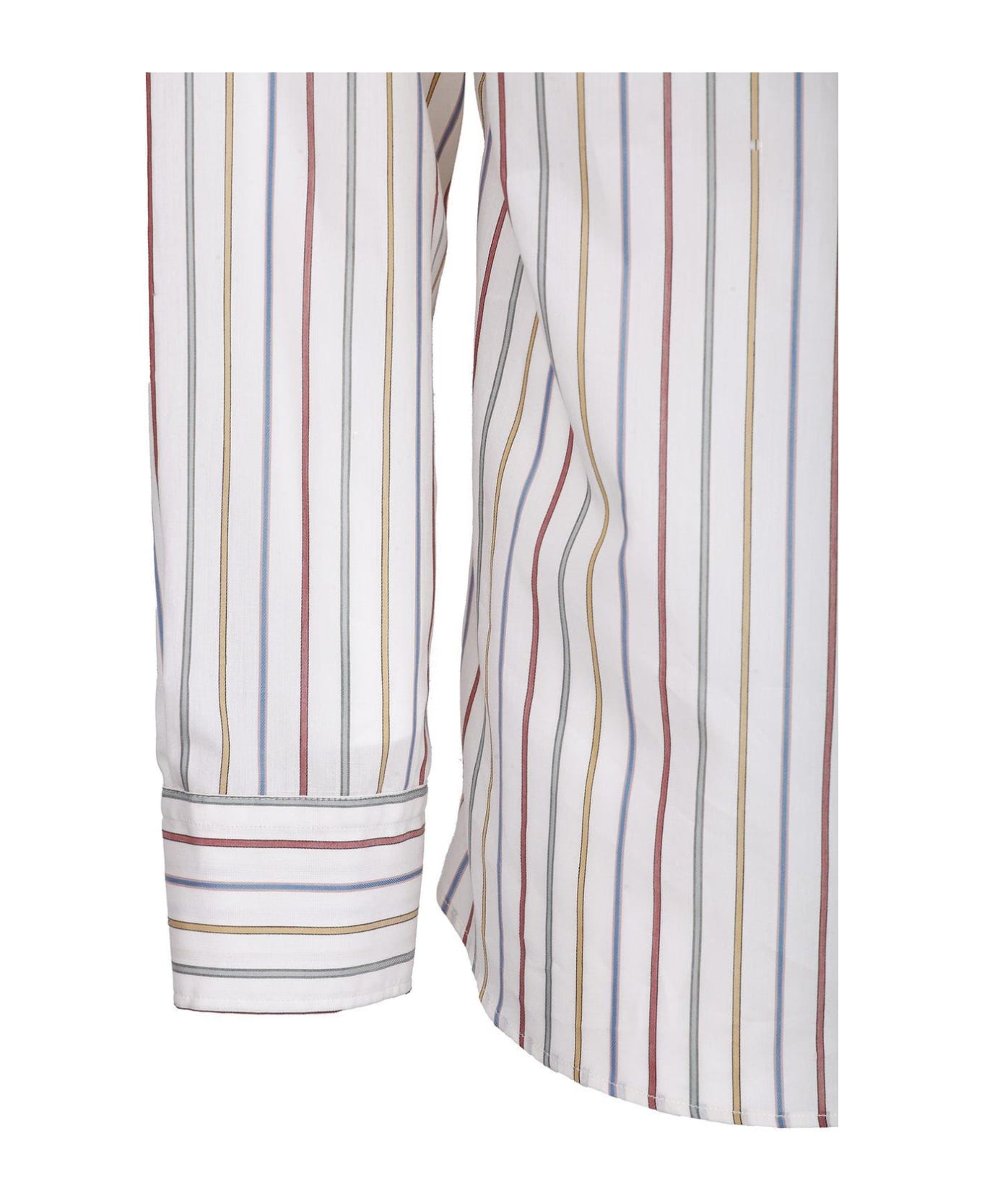 Etro Pegaso Embroidered Striped Shirt - Bianco