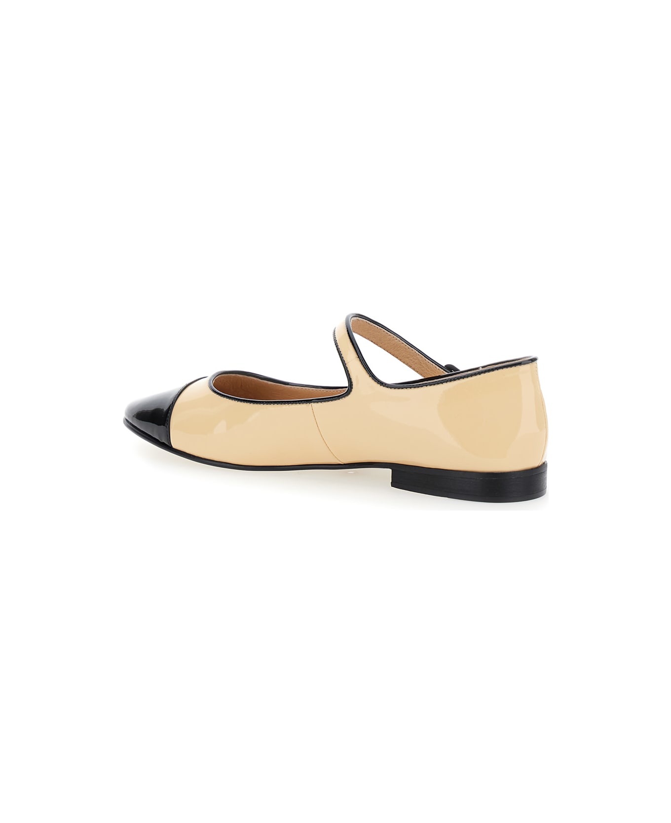 Jeffrey Campbell Curvet
 Beige Ballet Shoes With Contrasting Toe In Patent Leather Woman - Beige