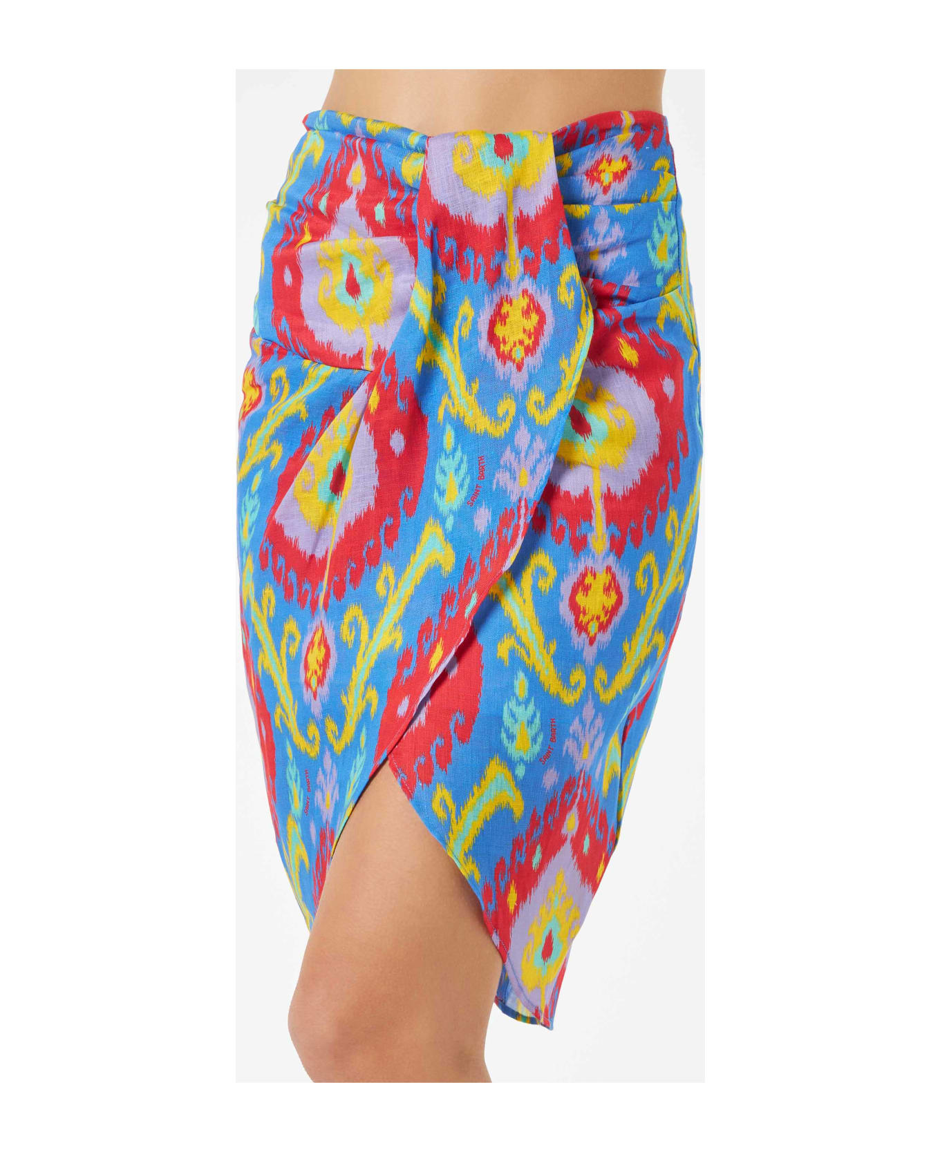 MC2 Saint Barth Woman Mid Skirt With Multicolor Print - BLUE