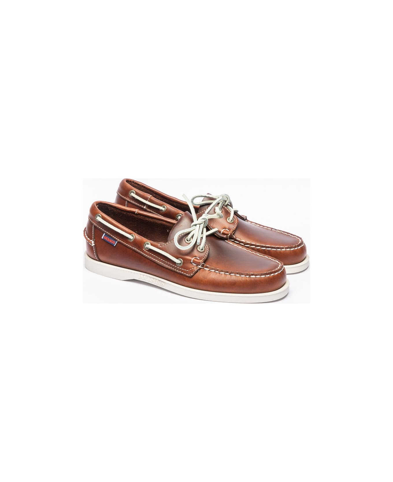 Sebago Docksides Brown Waxed Leather Loafer - Cognac ローファー＆デッキシューズ