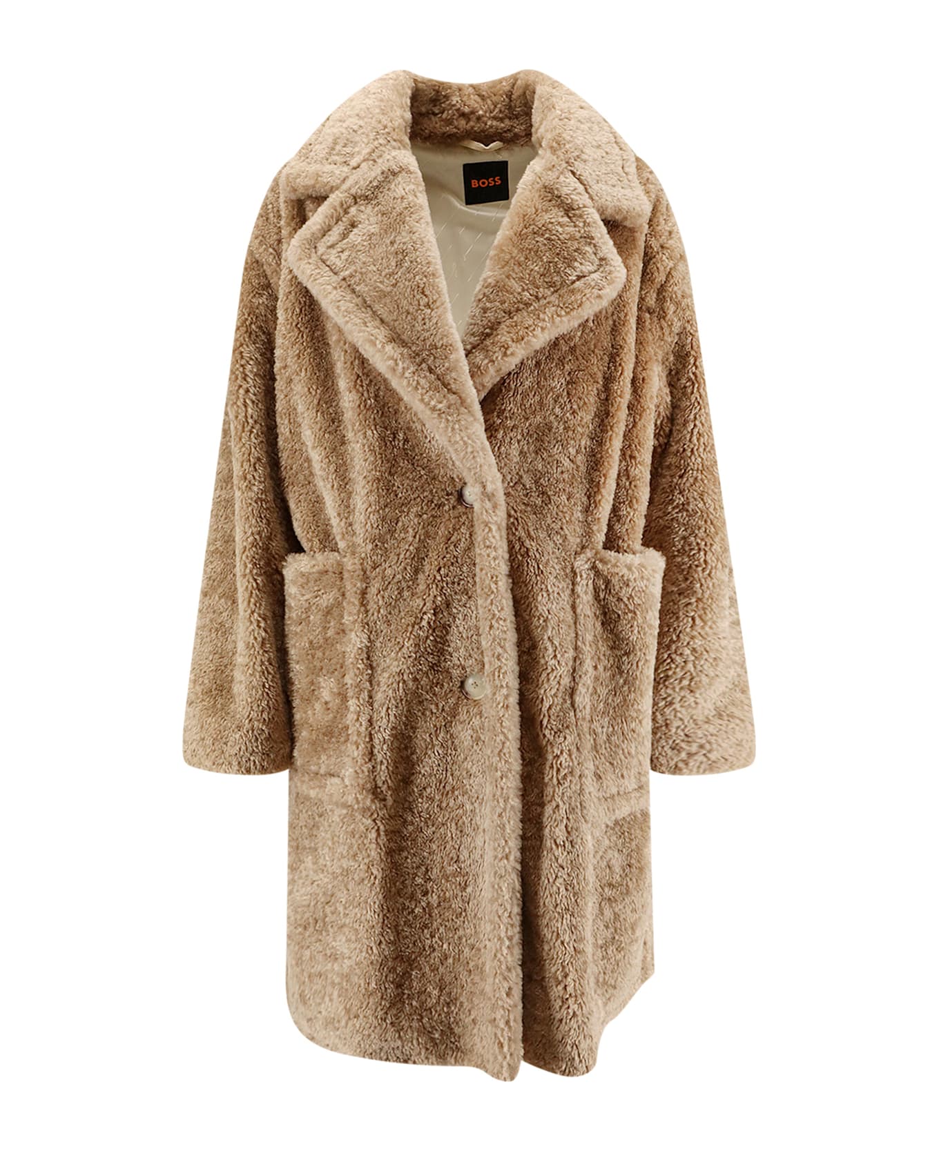 Hugo Boss Catedy Synthetic Fur Coat - Rust copper