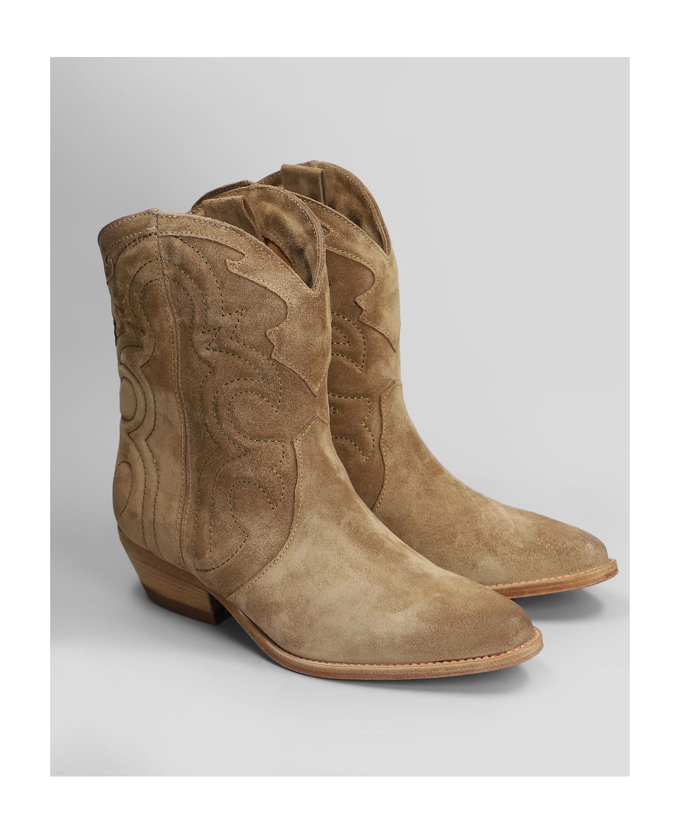 Julie Dee Texan Ankle Boots In Beige Suede - beige ブーツ