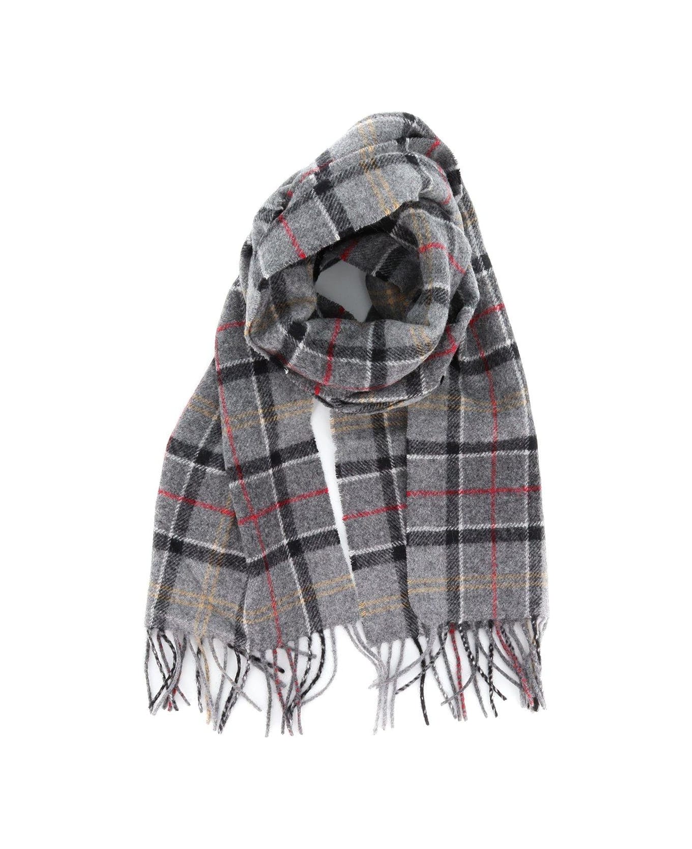 Barbour Tartan Fringed Scarf - GREY TARTAN