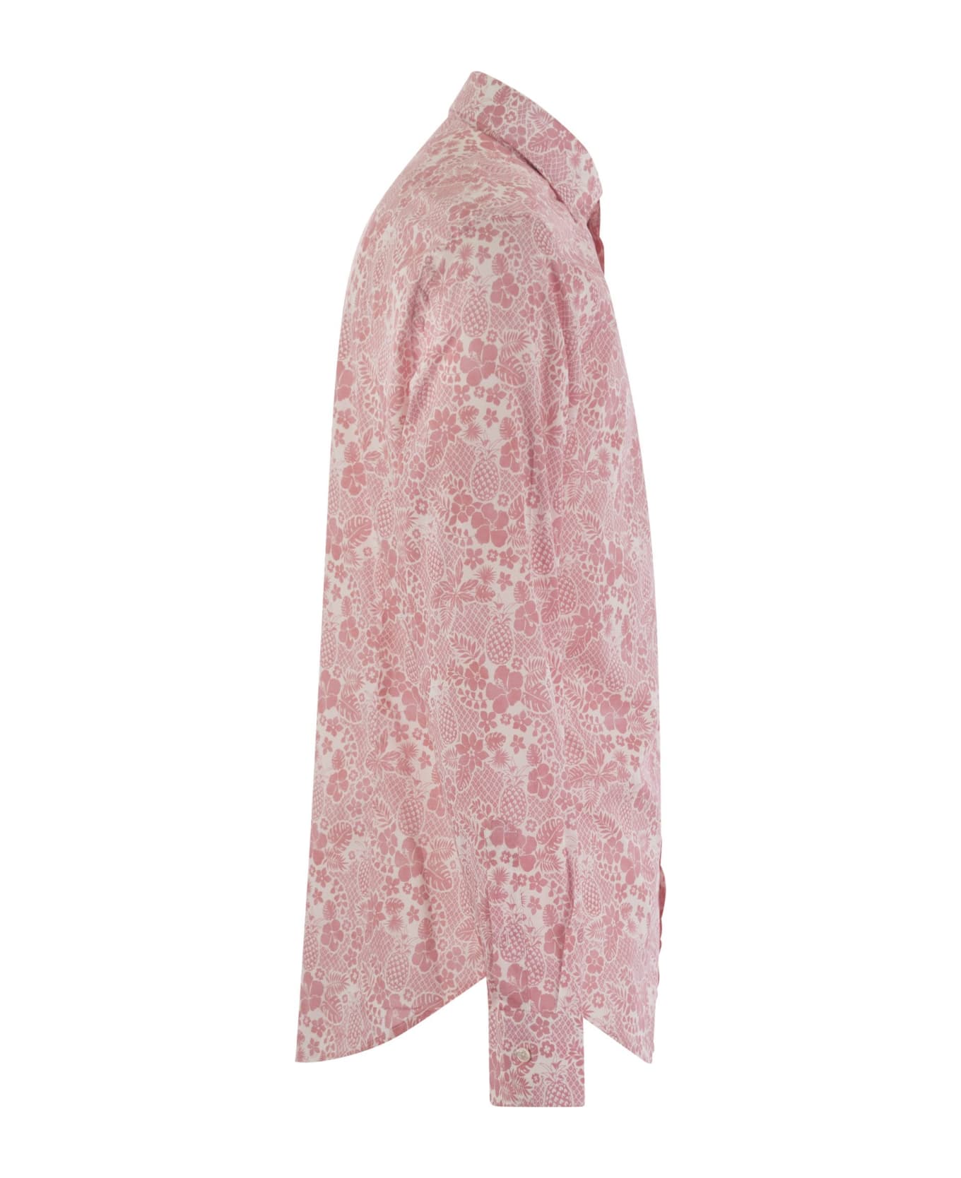 Fedeli Printed Stretch Cotton Voile Shirt - Pink シャツ
