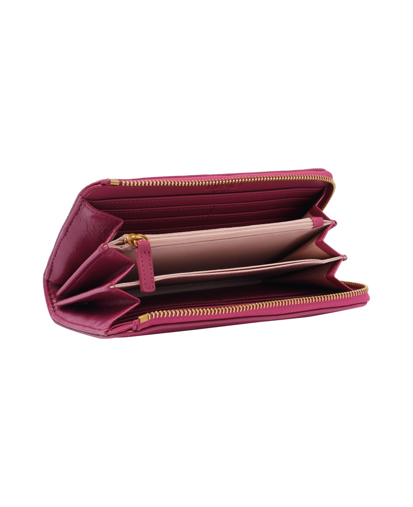 Liu-Jo Glossy Zip Around Wallet - Fuchsia