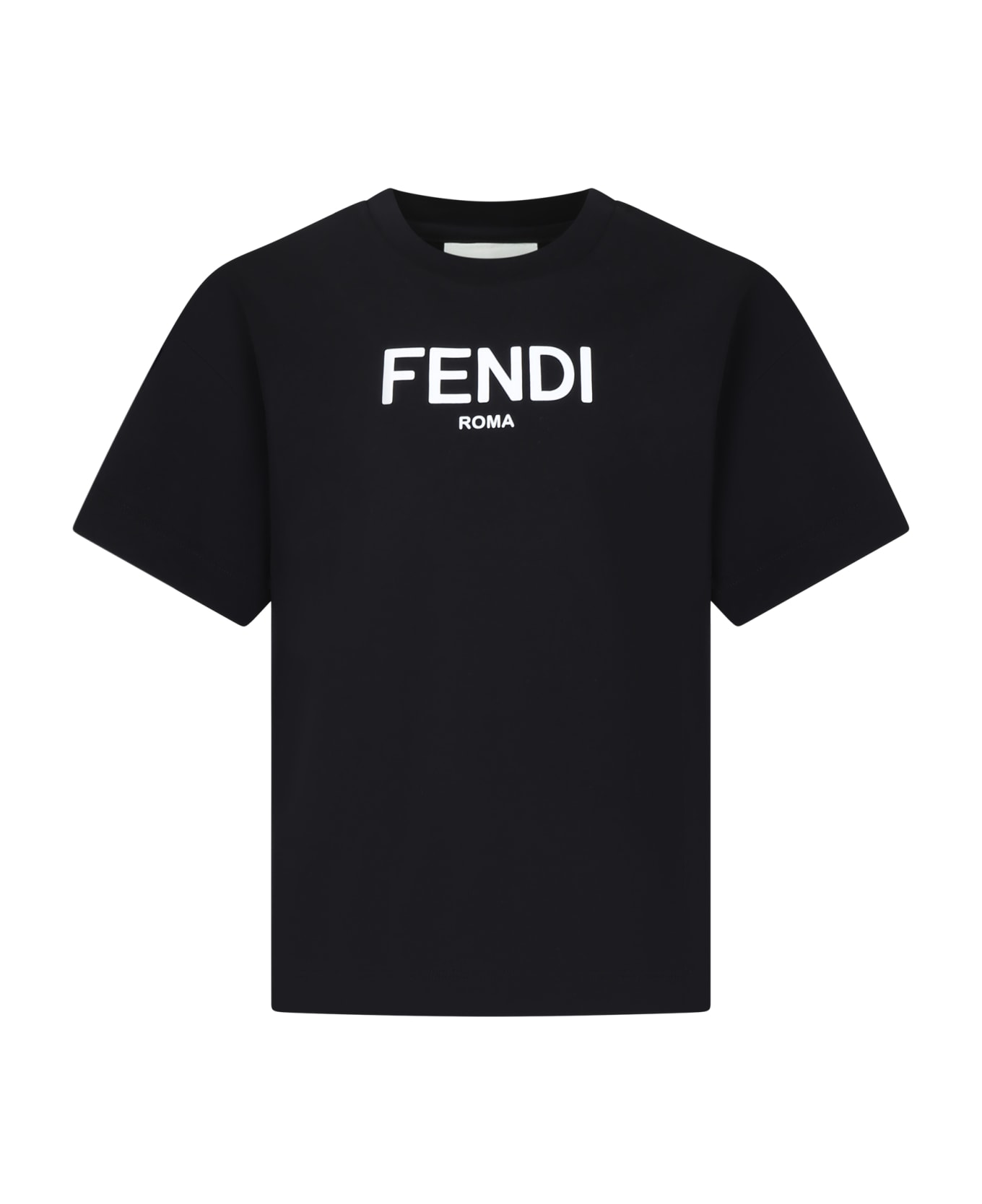 Fendi Black T-shirt For Kids With Logo - Black Tシャツ＆ポロシャツ
