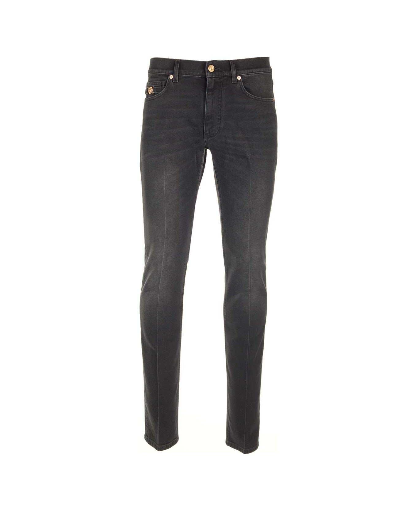 Versace Stretch Denim Slim Fit Jeans - BLACK