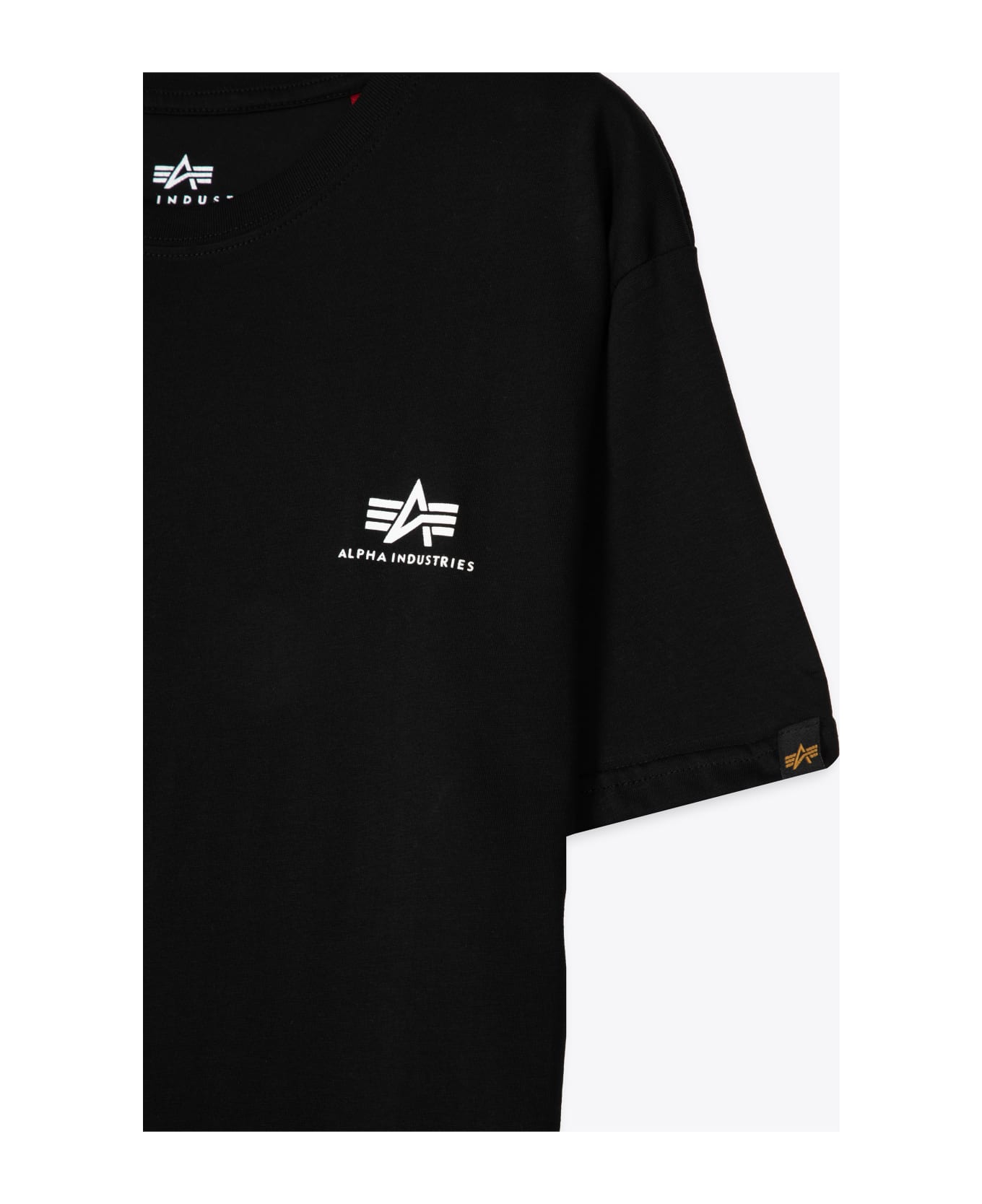 Alpha Industries Basic T Small Logo Black Cotton T-shirt With Chest Logo - Nero シャツ
