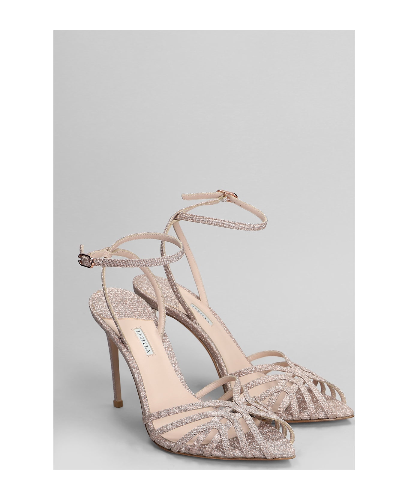 Le Silla Embrace Sandals In Powder Glitter - powder