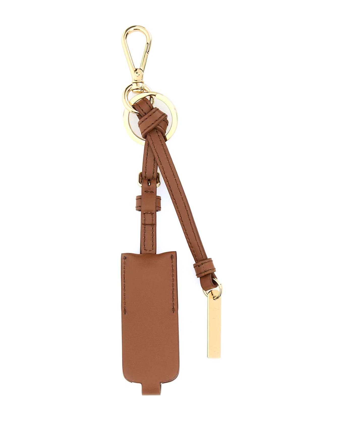 Prada Caramel Leather Key Ring - COGNAC