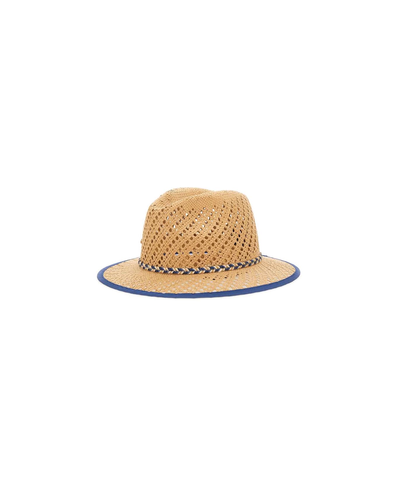 Borsalino "papier" Straw Paper Hat - BLU/beige