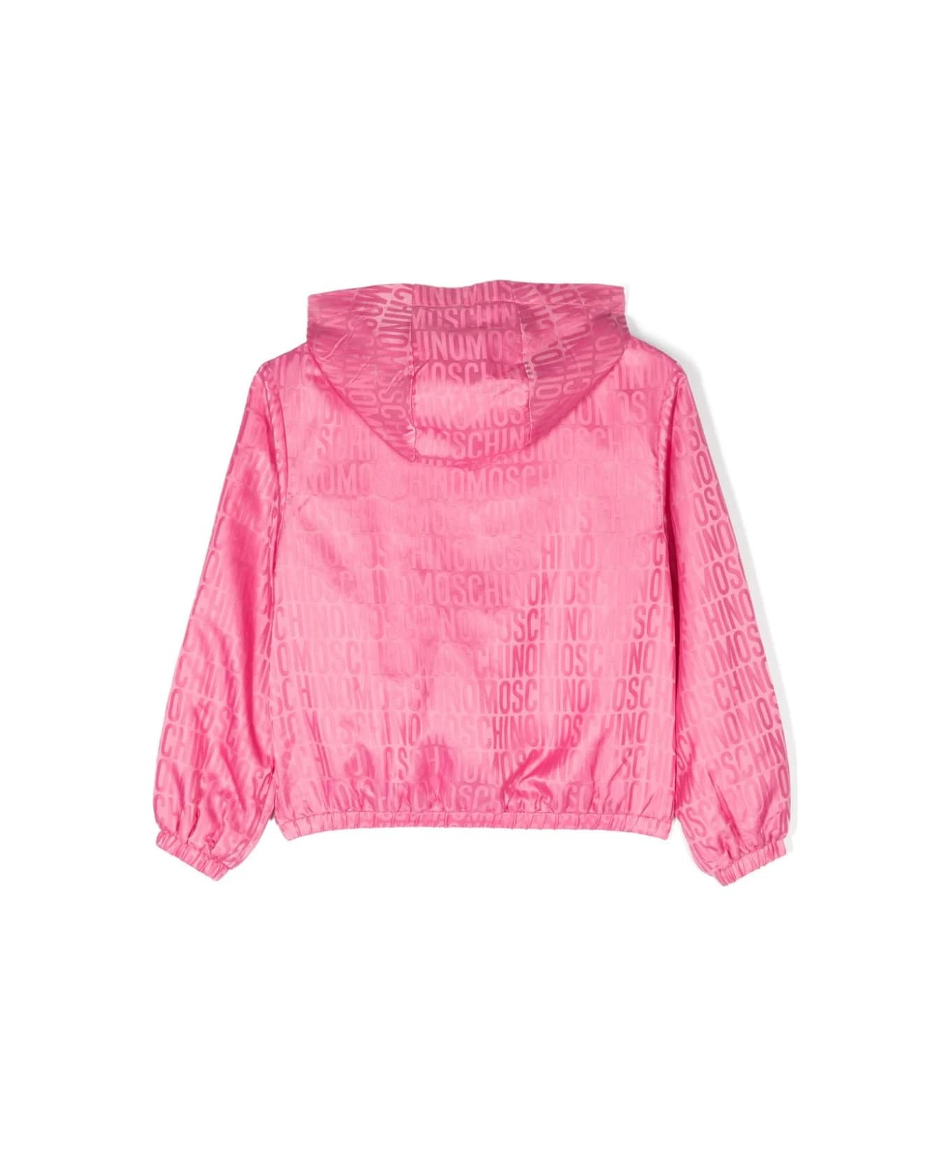 Moschino Pink Windbreaker Jacket With All-over Jacquard Logo - Pink コート＆ジャケット