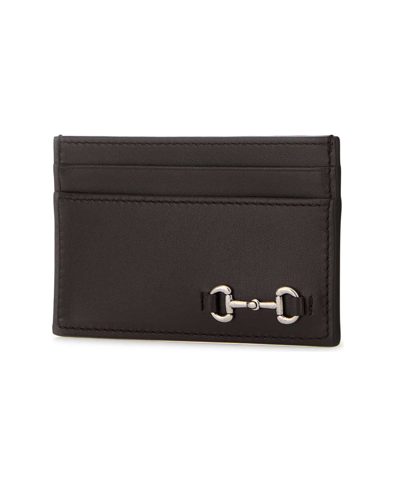 Gucci Dark Brown Leather Card Holder - BROWN