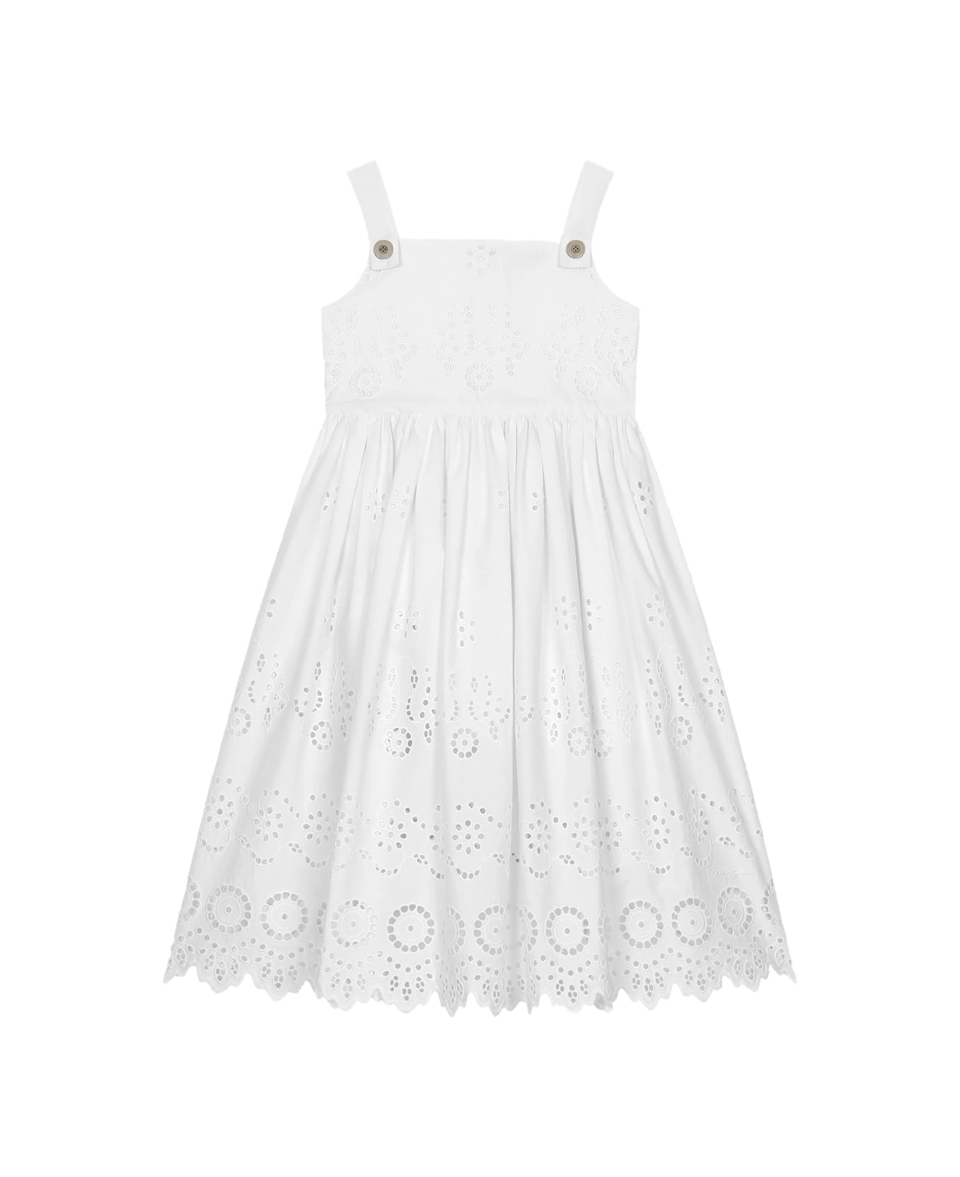 Dolce & Gabbana Dress In Poplin And Anangallo Lace - White