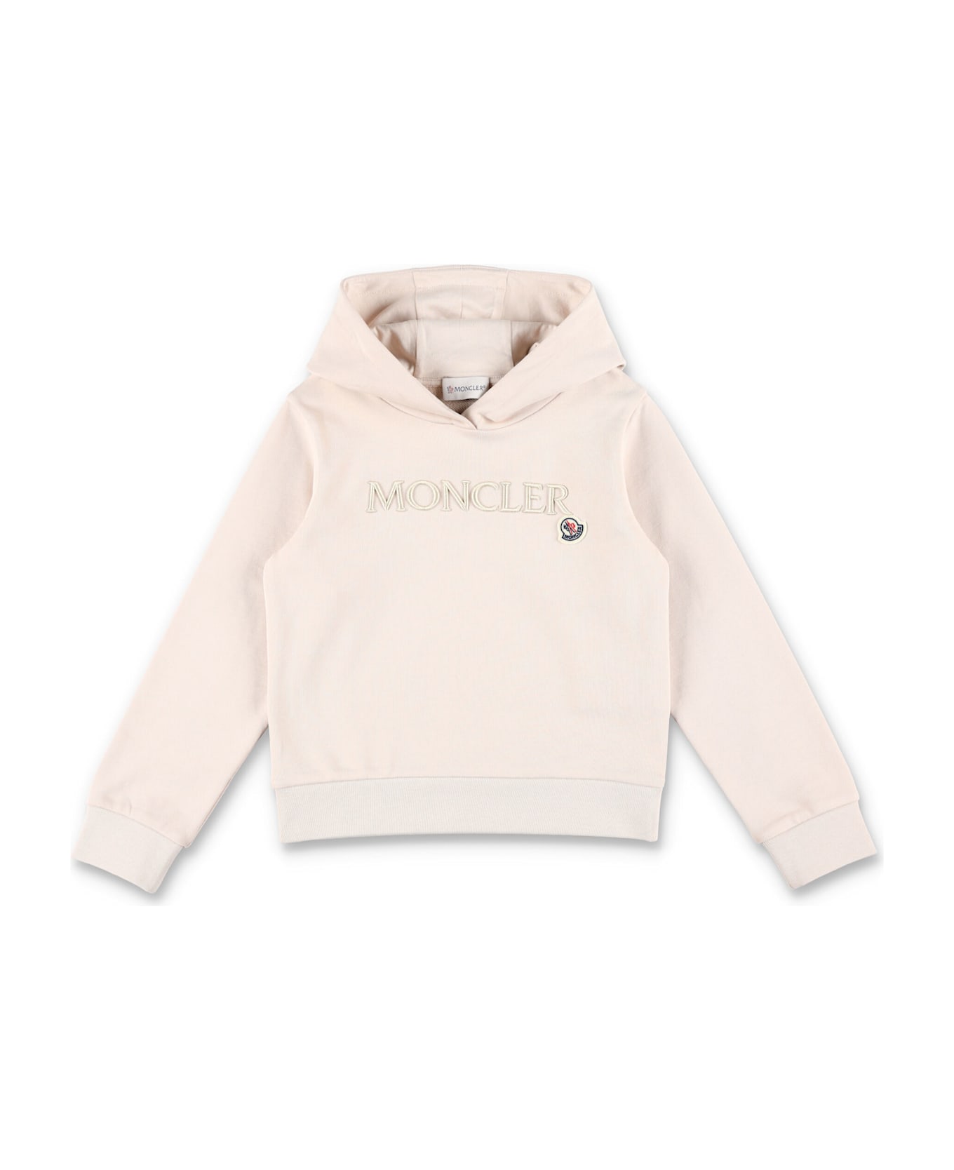 Moncler Kid - Embroidered Tonal Logo Cotto Hoodie - LIGHT PINK